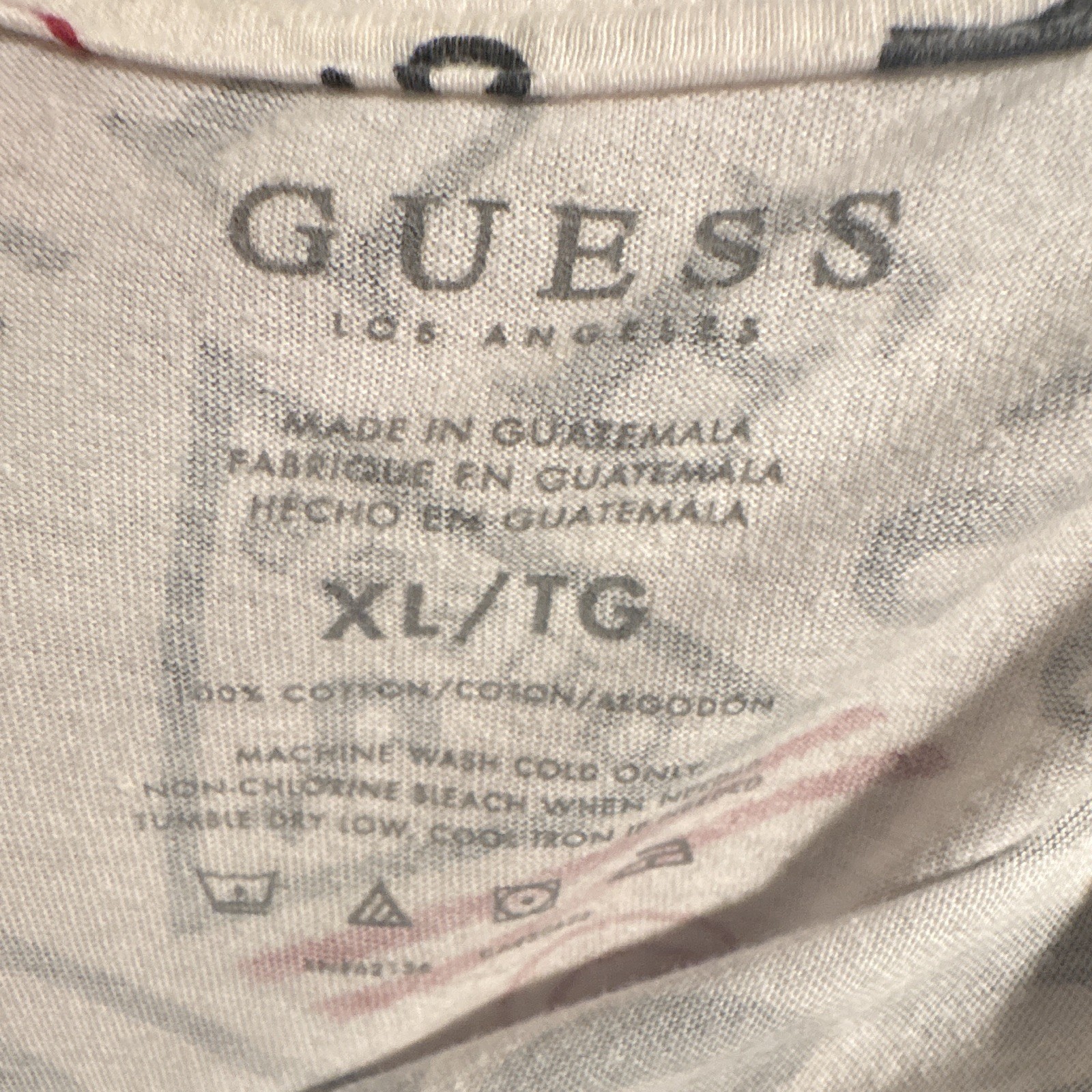 GUESS Men’s XL Red/White/Black Crew Neck Short Sleeve Graphic Logo T-Shirt