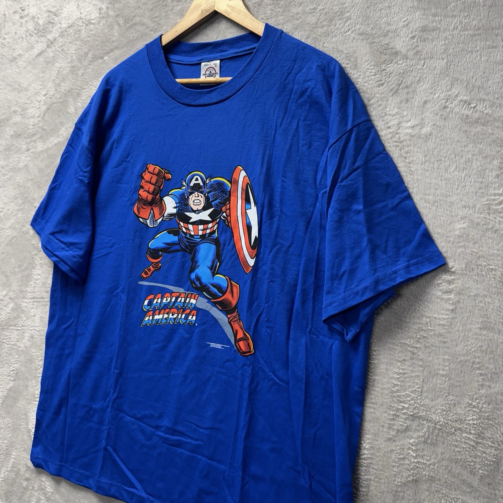 VTG Captain America Marvel Comics Graphic T Shirt Blue Men’s XL New Old stock