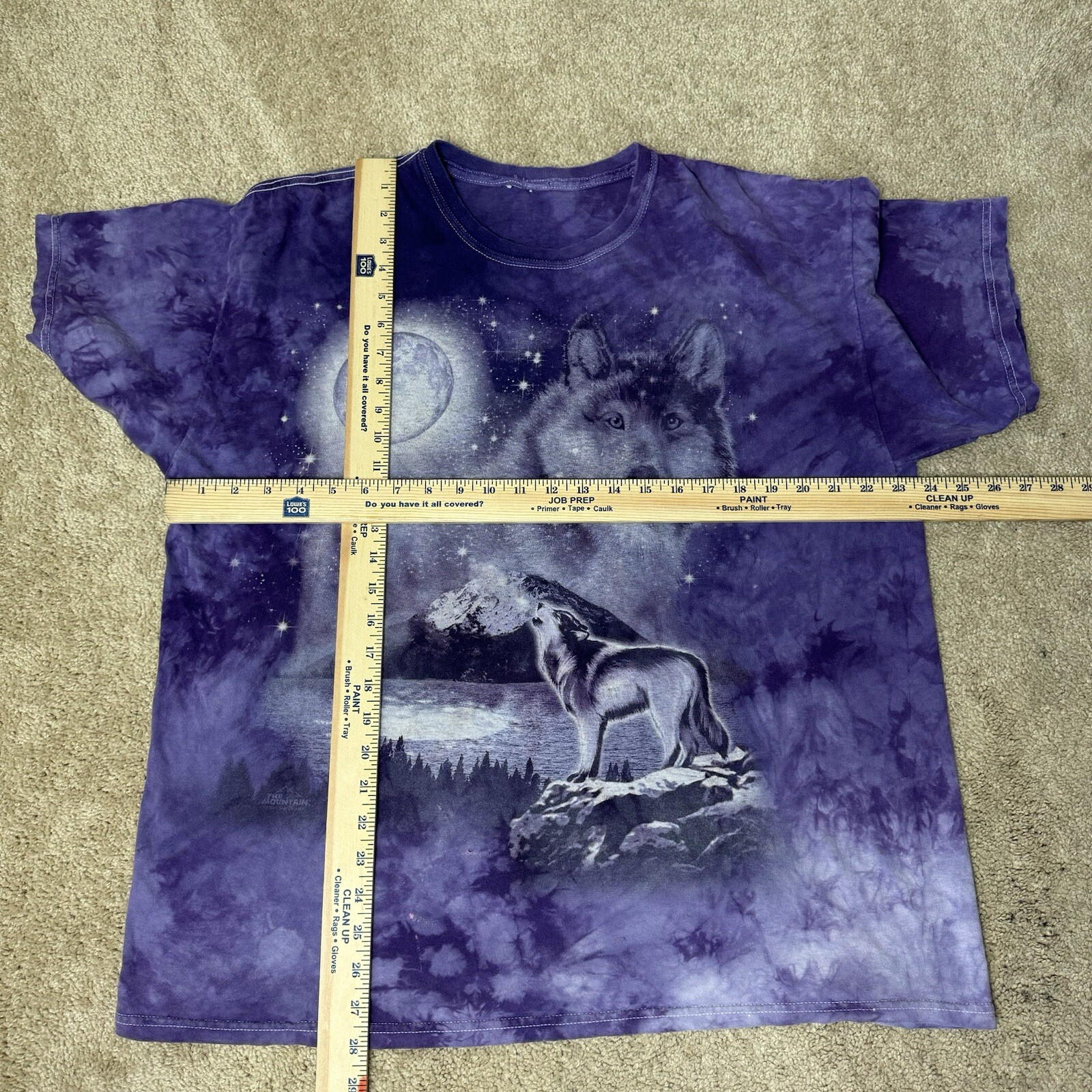 Tie dyed Wolves The Mountain Purple Shirt Mens Size XXL 2XL