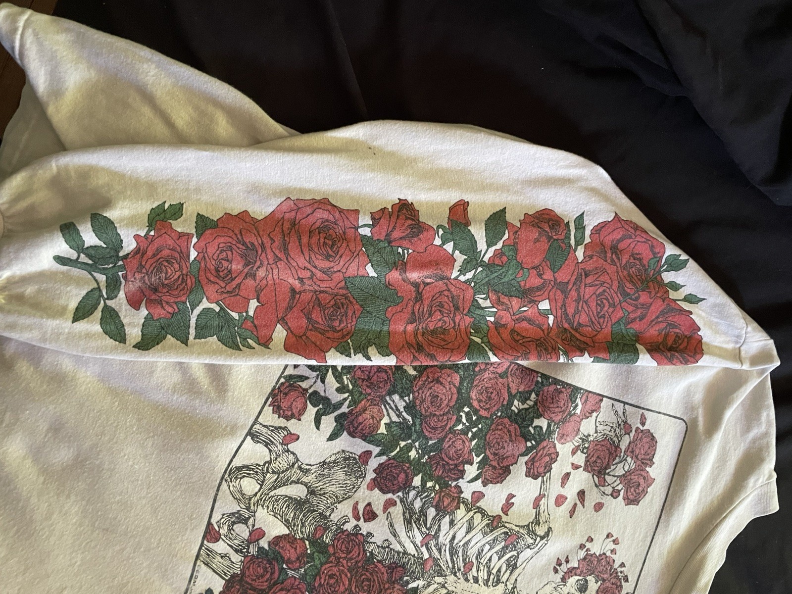 1980s Grateful Dead Long Sleeve Bertha Wagon Wheel and Roses T Shirt XL