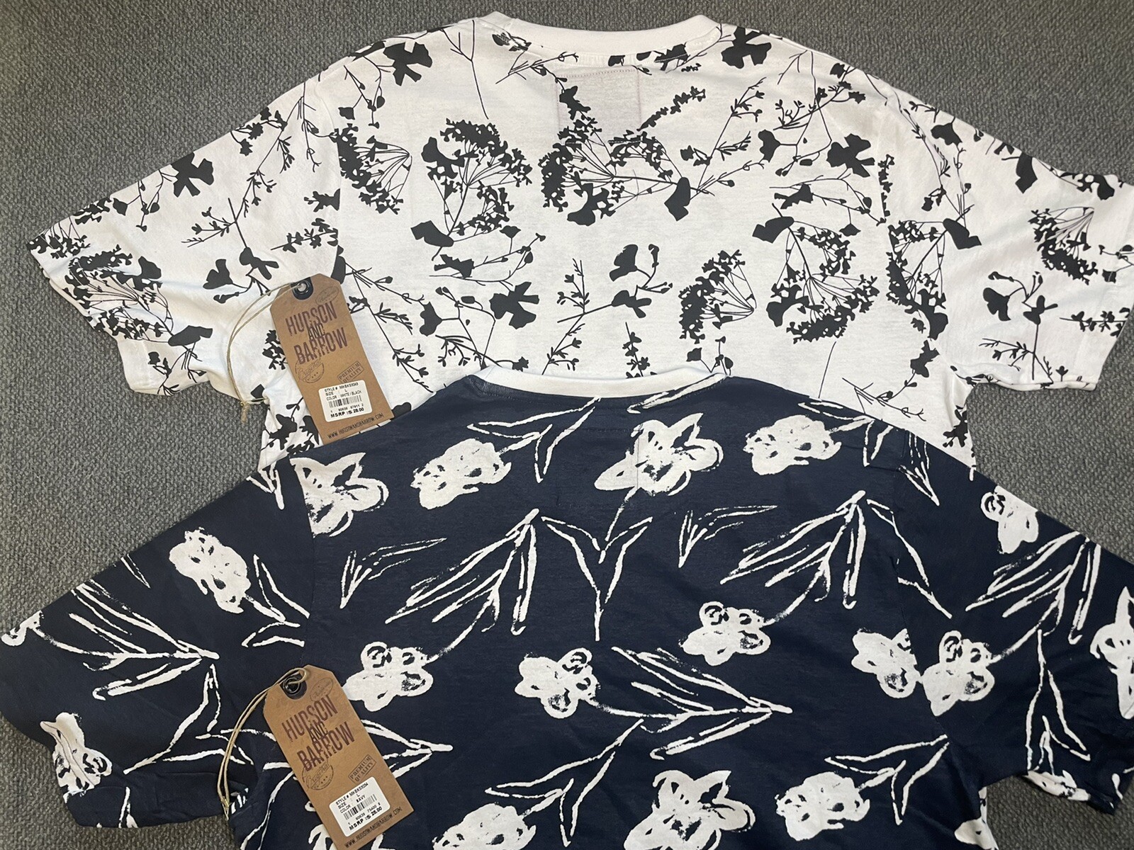 HUDSON AND BARROW 2 Pack of Springs Shirts White/Black + Navy Pick Your Size