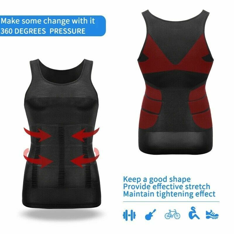 Men’s Slimming Body Shaper Shirt Compression Abs abdomen Control Belly Underwear