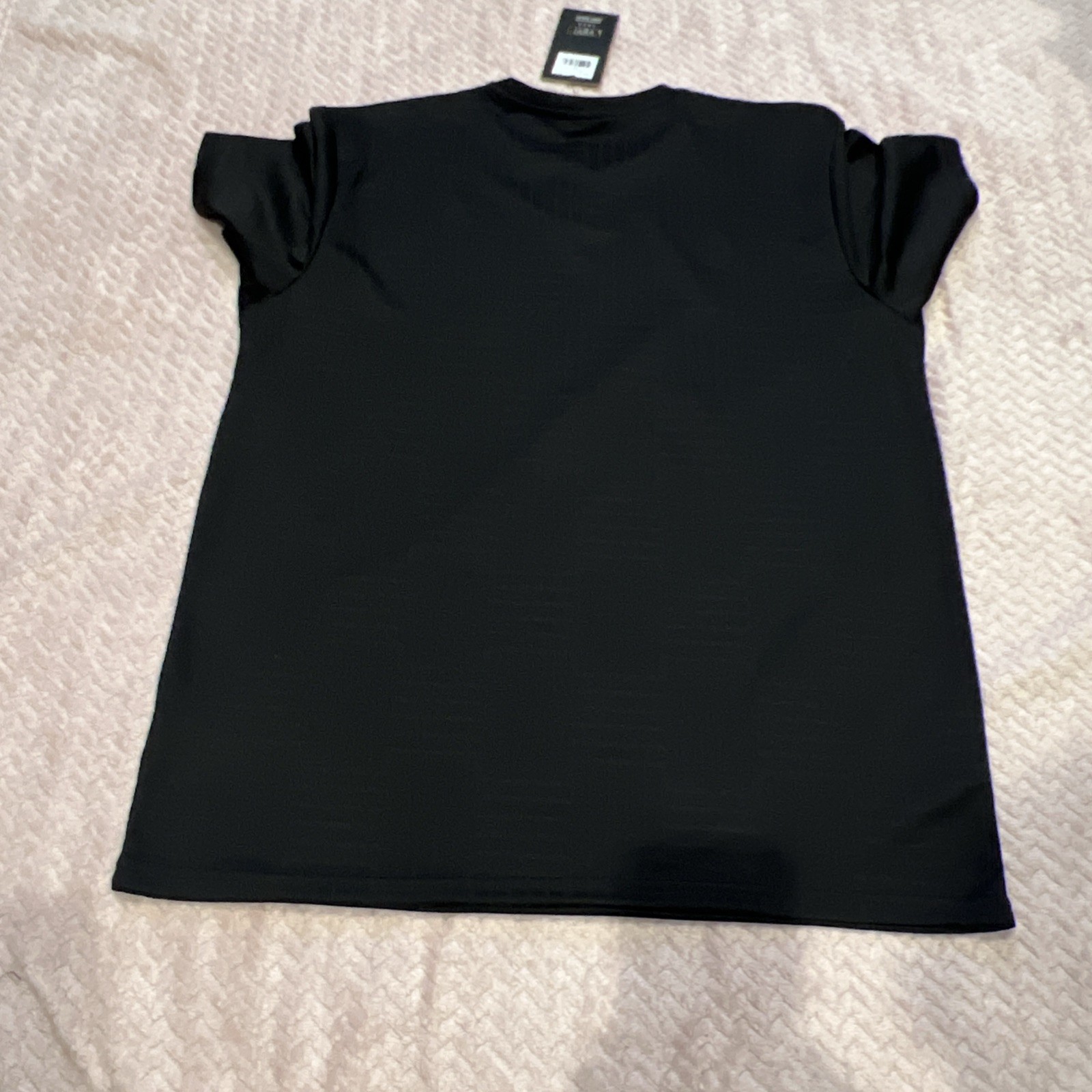 NWT Casa Moda Couture~LARGE~Men’s SS Knit Tee Black Textured X Line Pattern