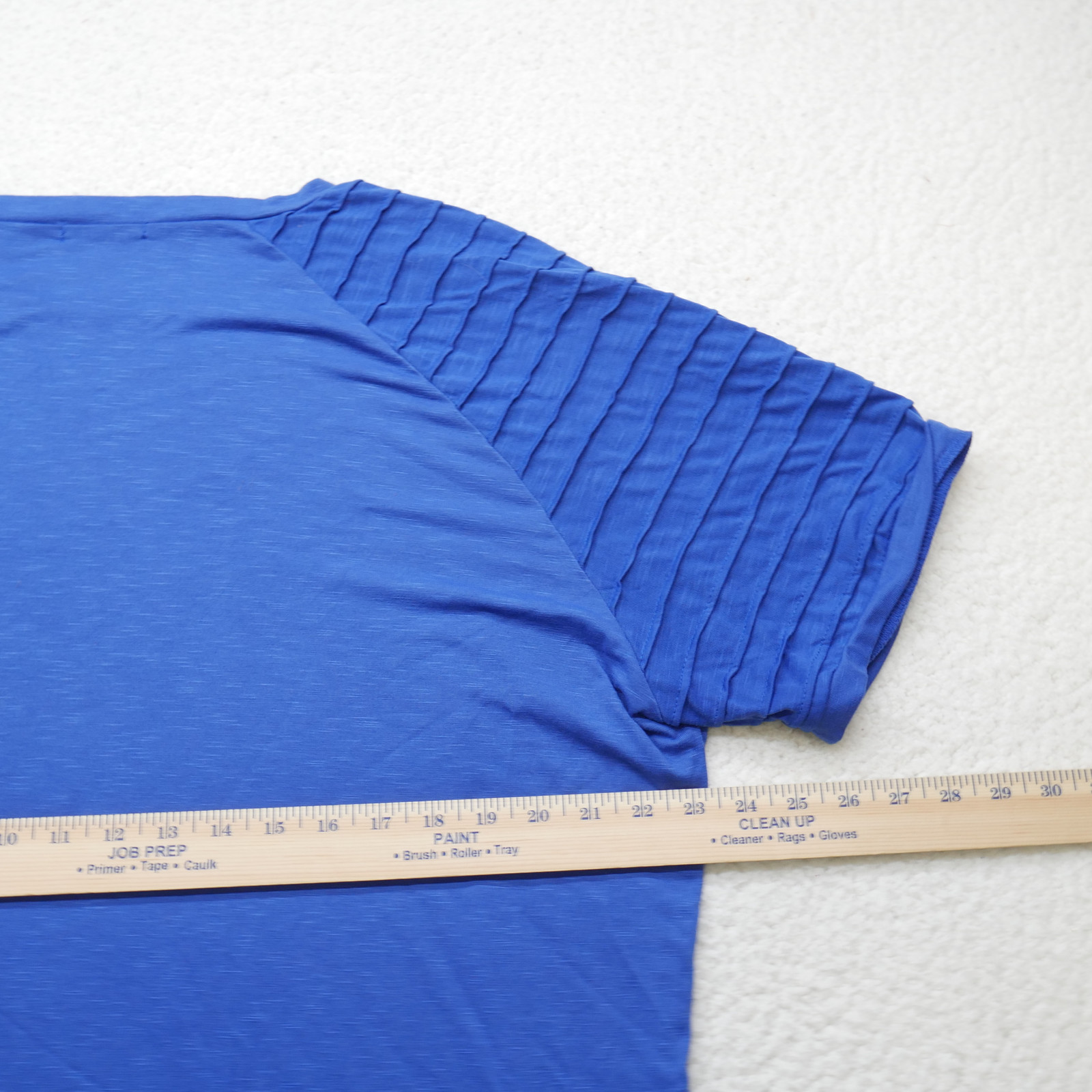 Coofandy Shirt Mens XXL Blue Short Sleeve Pleated Shoulder Stretch Casual