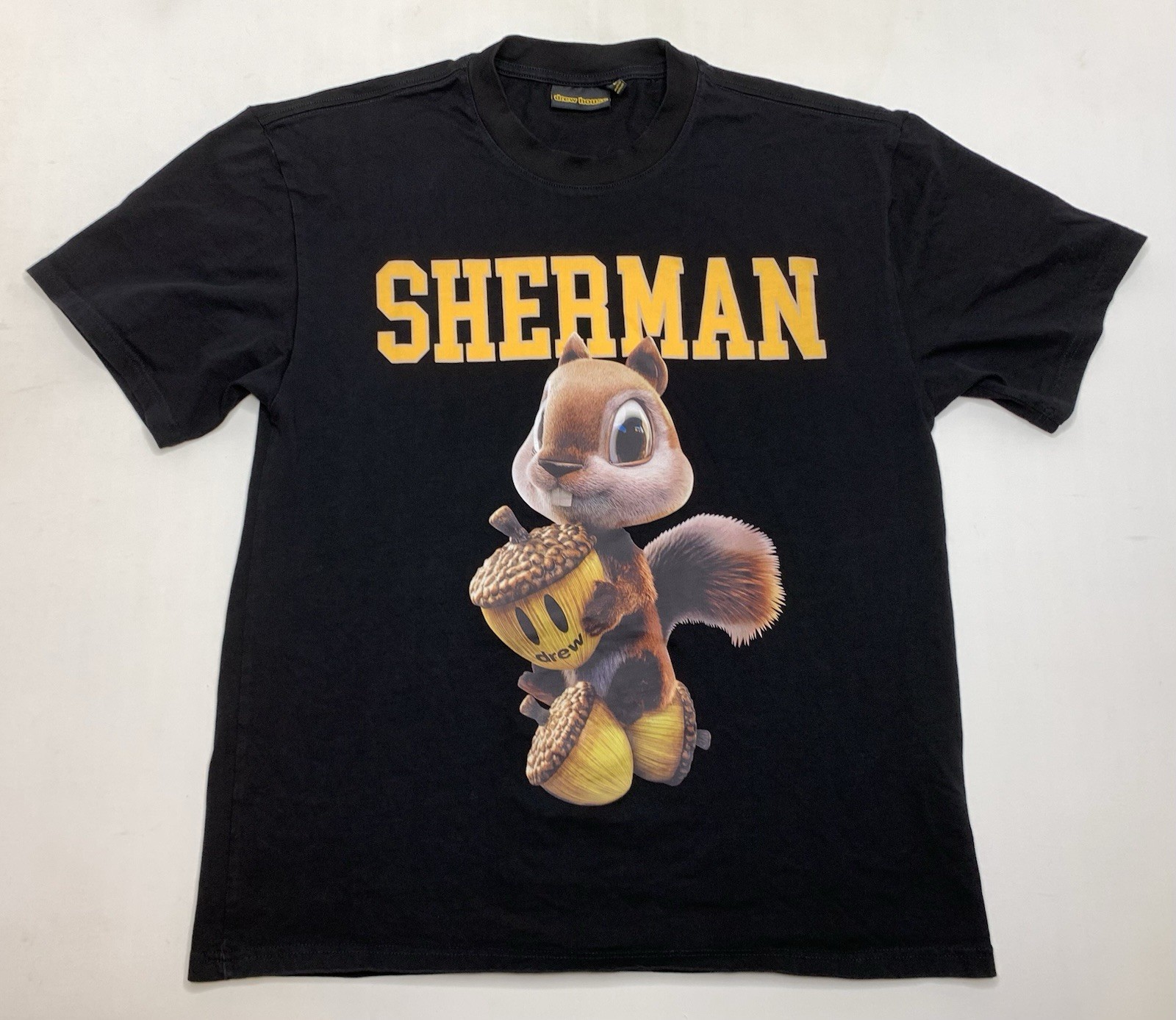 Men’s Drew House 3D Sherman Squirrel Large 100% Cotton Black T-Shirt P138