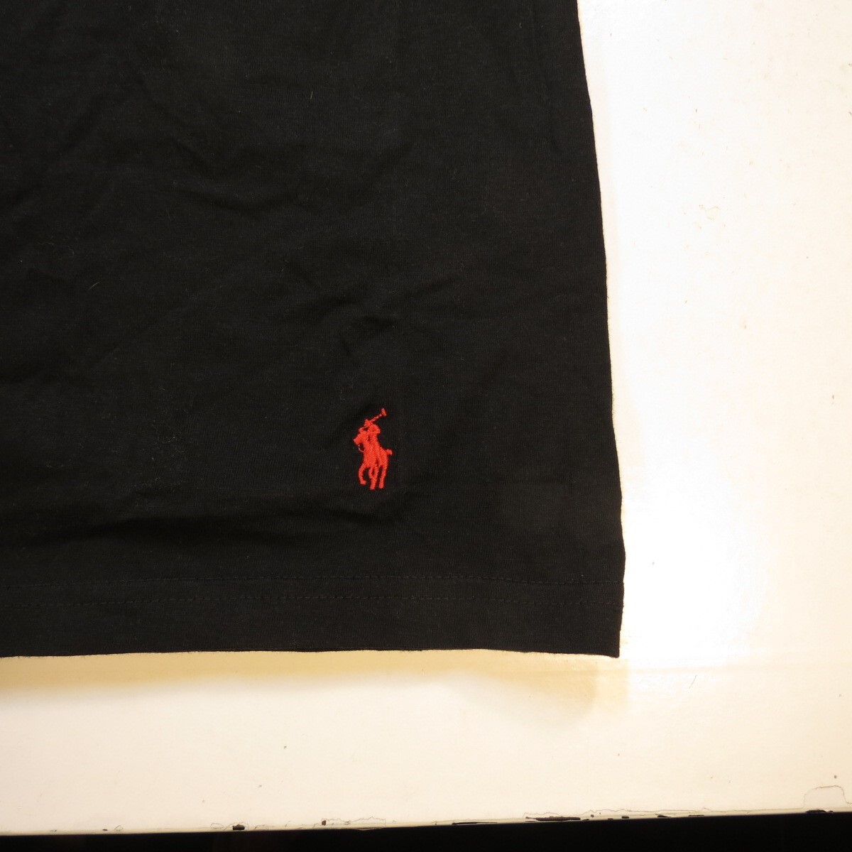 NEW POLO RALPH LAUREN DESIGNER V-NECK TEE T SHIRT Mens L Black w/ Red Pony