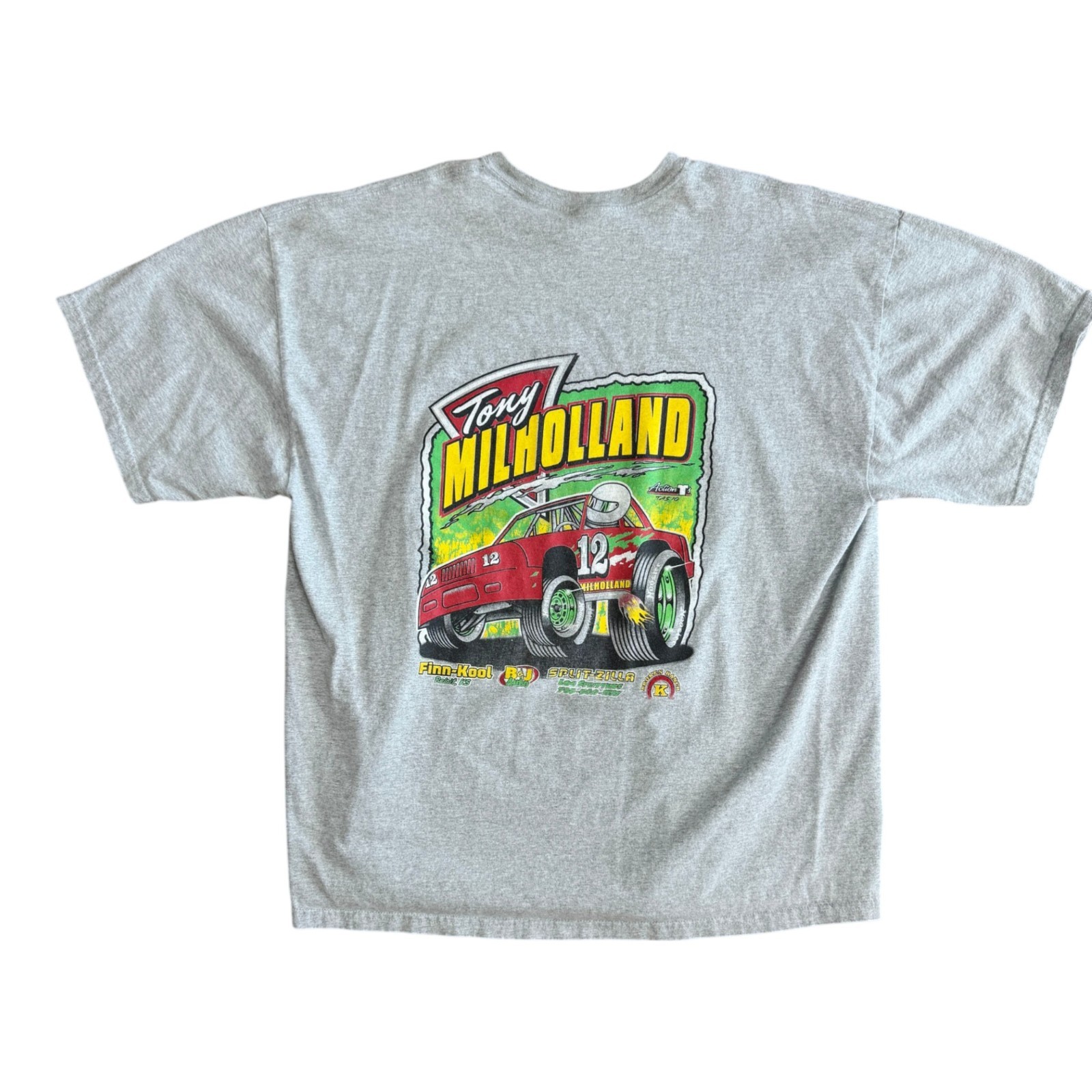 Vintage Tony Milholland Dirt Track Racing T Shirt #12 Double Sided Beloit KS 2XL