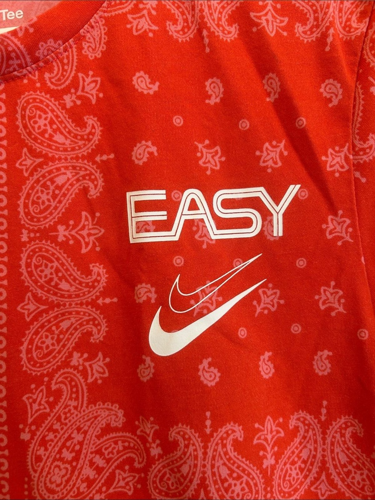 Nike Red Bandana-Print EASY Logo Short Sleeve Tee KD Dri-Fit