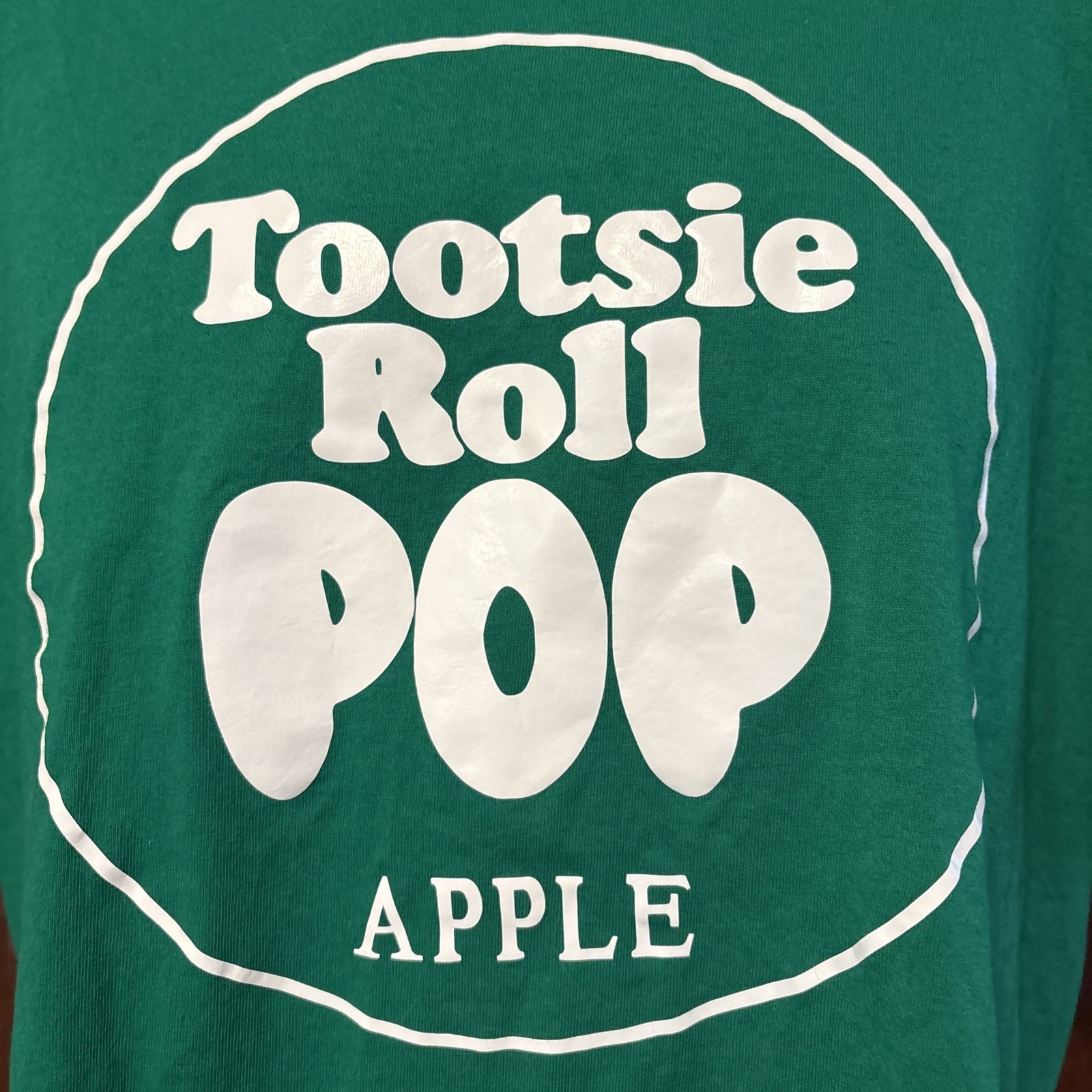 Vintage Tootsie Roll Pop Apple Green & White Shirt Size XL Mens