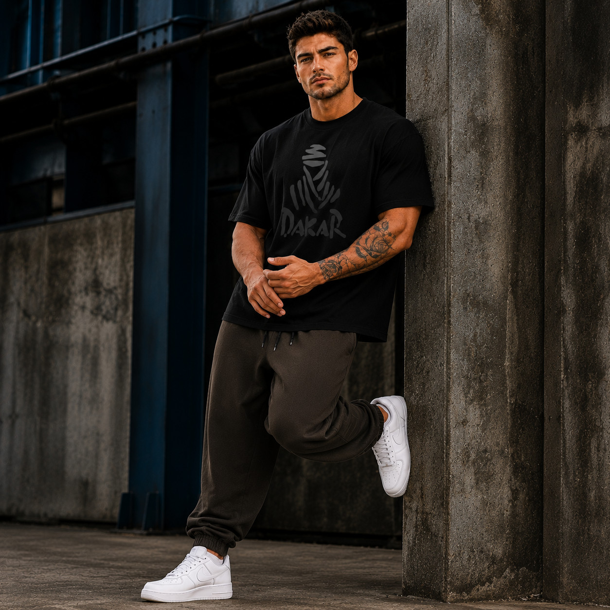 Men’s Desert Rally Inspired Oversized Heavyweight Graphic T-Shirt Streetwear Tee