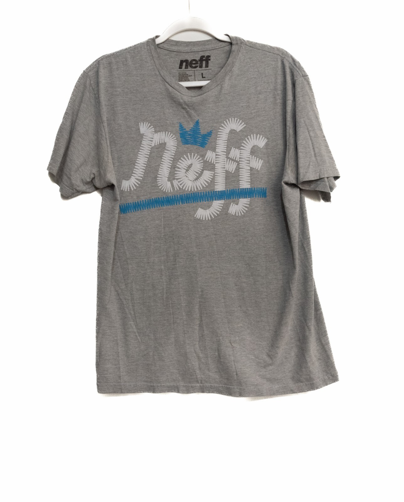 Neff Mens Gray T-Shirt Crew Neck Short Sleeve Graphic Pullover Machine Wash L