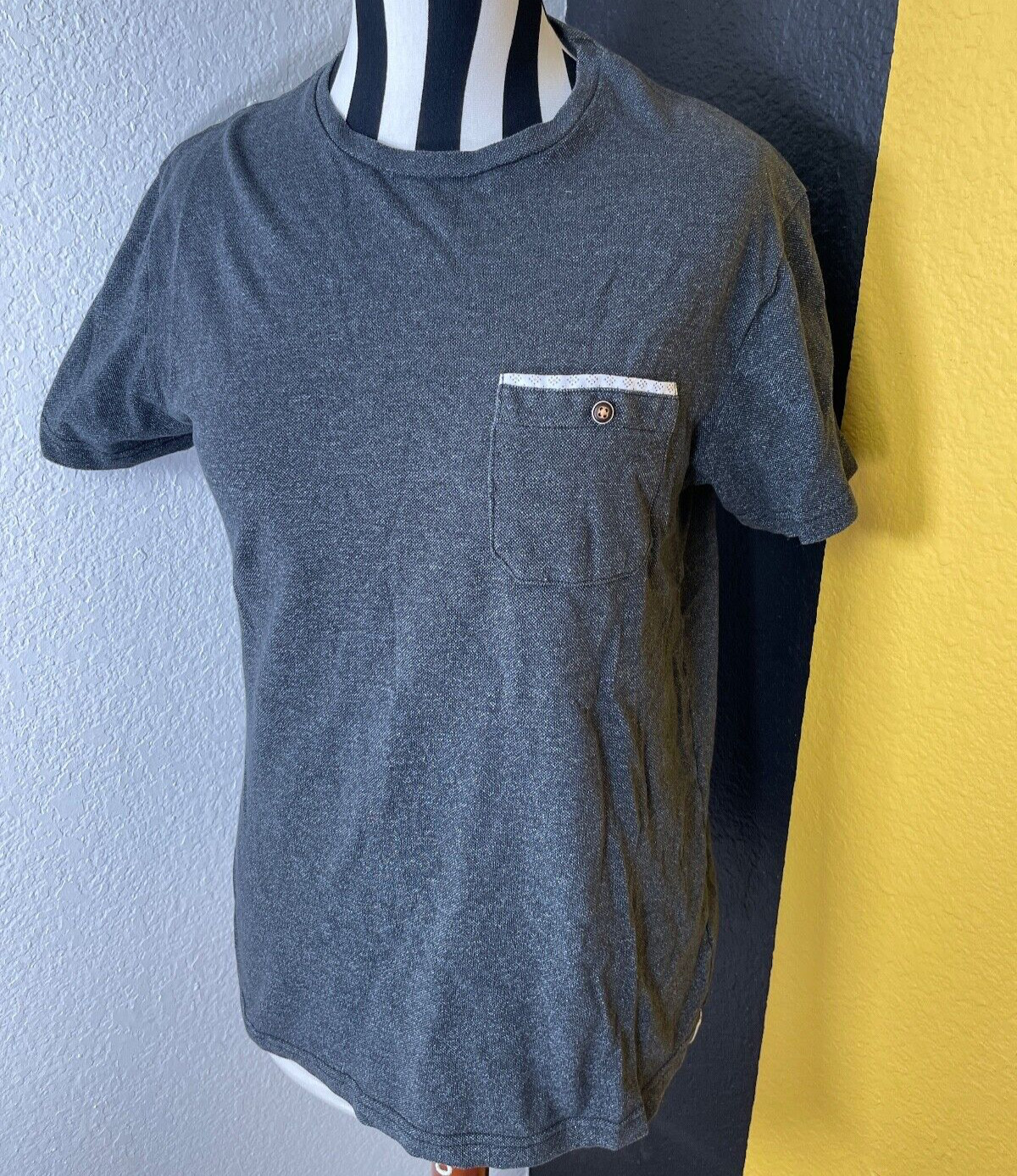 Craft Flow Mens Shirt Small Cotton Blend Pocket Charcoal Machine wash