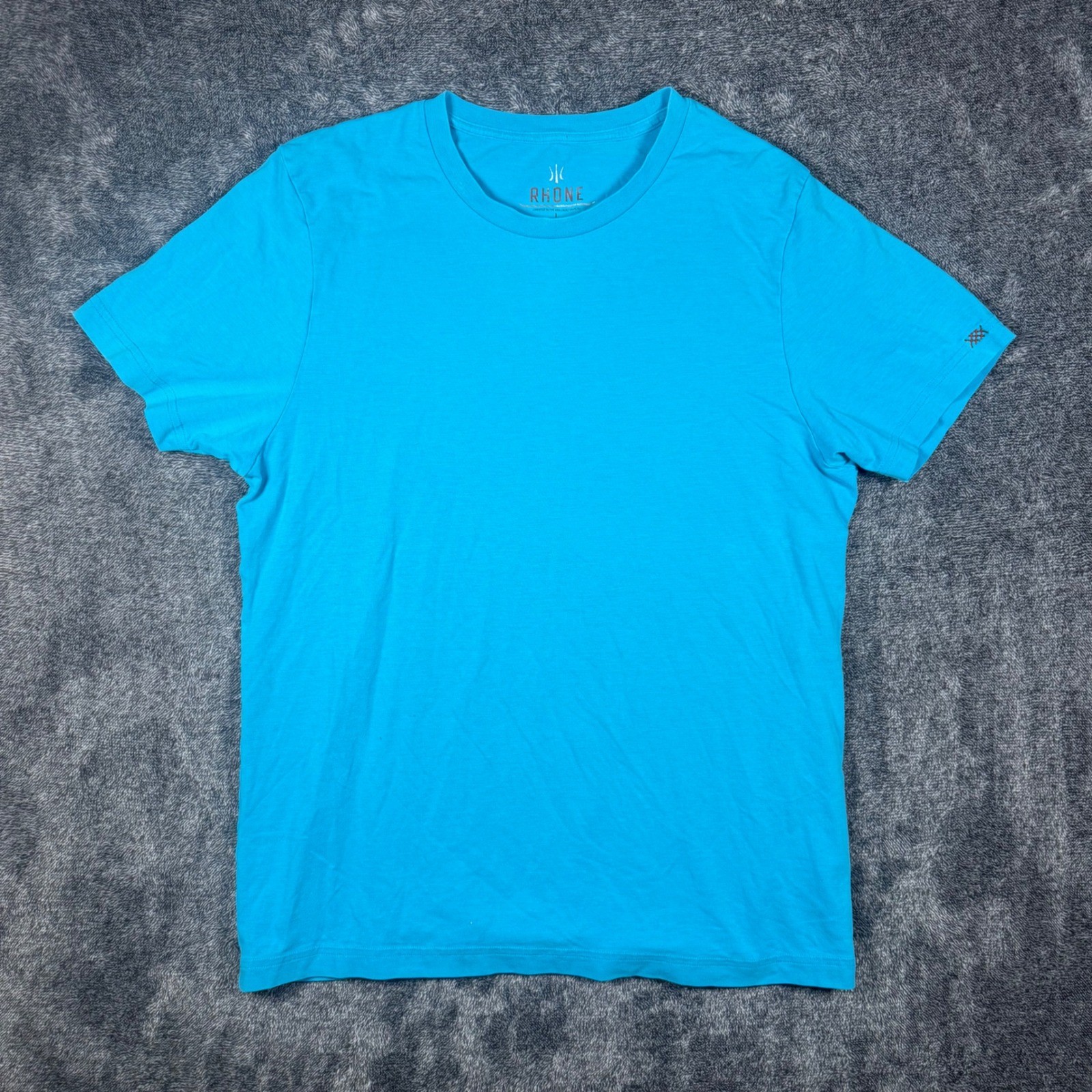 Rhone Reign Short Sleeve Pima Cotton Training T-Shirt Cyan Blue Mens Large