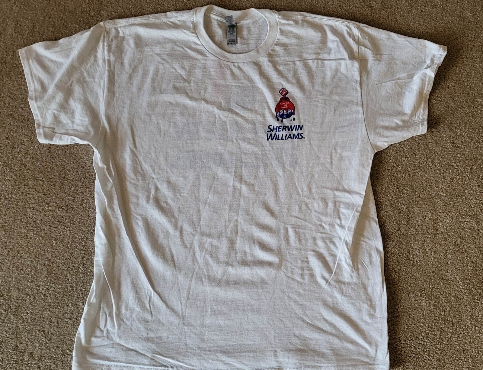 Sherwin Williams Gildan T-Shirt Adult XL White SS Painter Graphic DBL Sided NEW