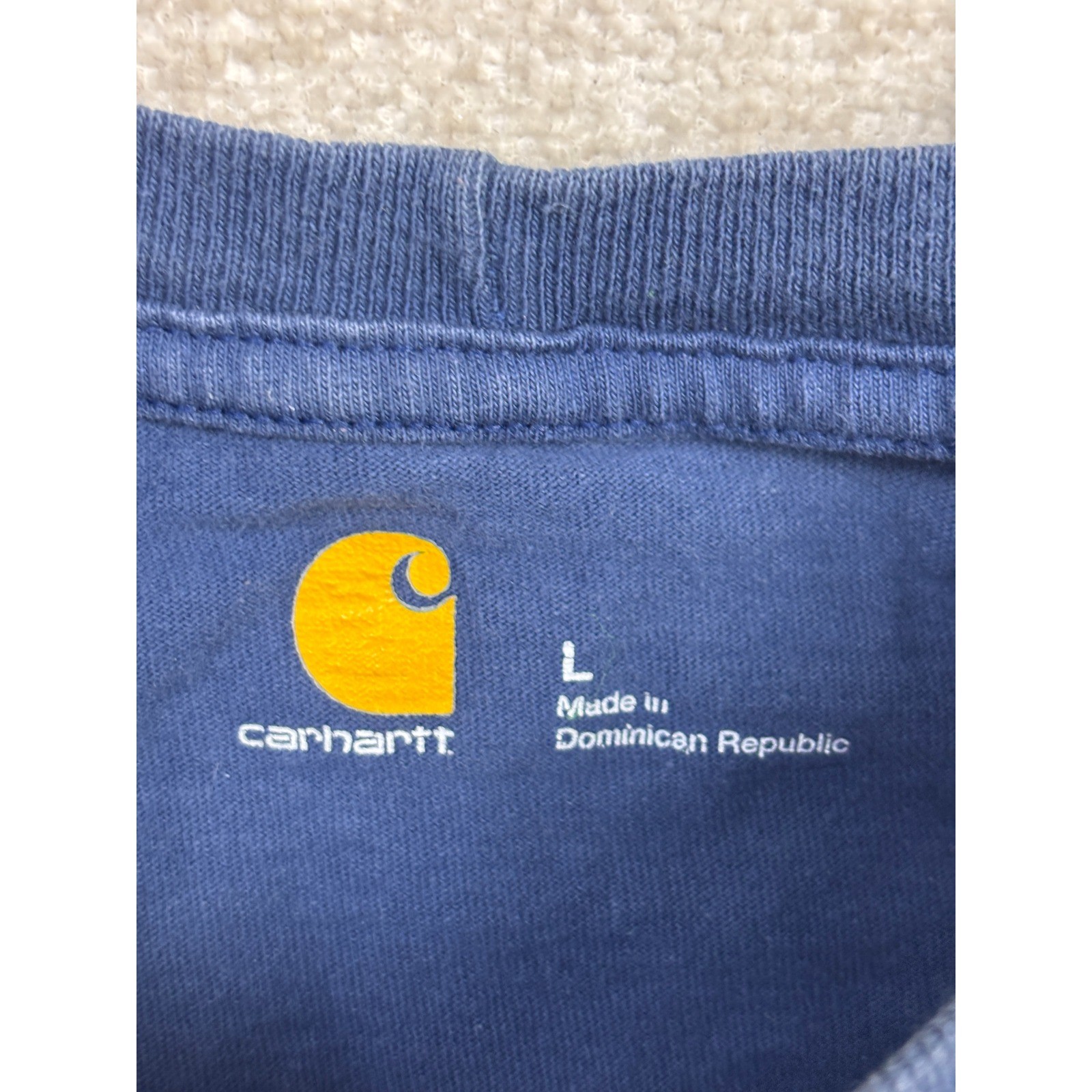 Carhartt Mens Navy Blue Graphic Logo T-Shirt Short Sleeve Size L