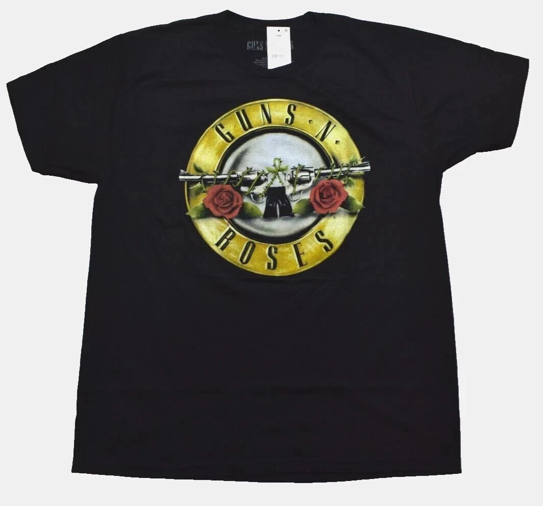Guns N Roses Mens Rock Metal Band Classic Logo Black Shirt NWT S, M, L