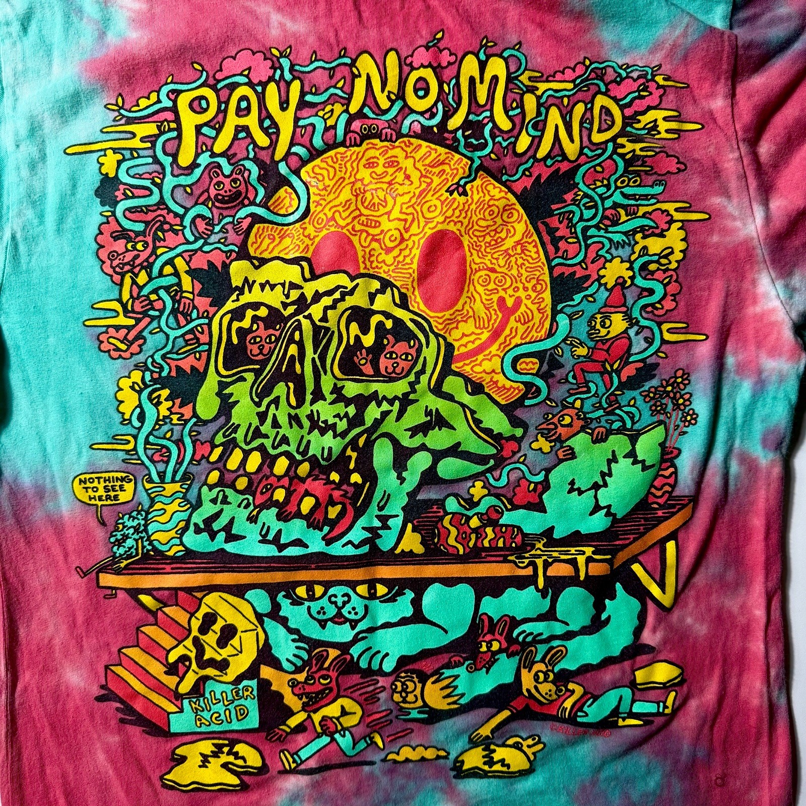 Killer Acid mens tie dye long sleeve shirt size small psychedelic skull back hit