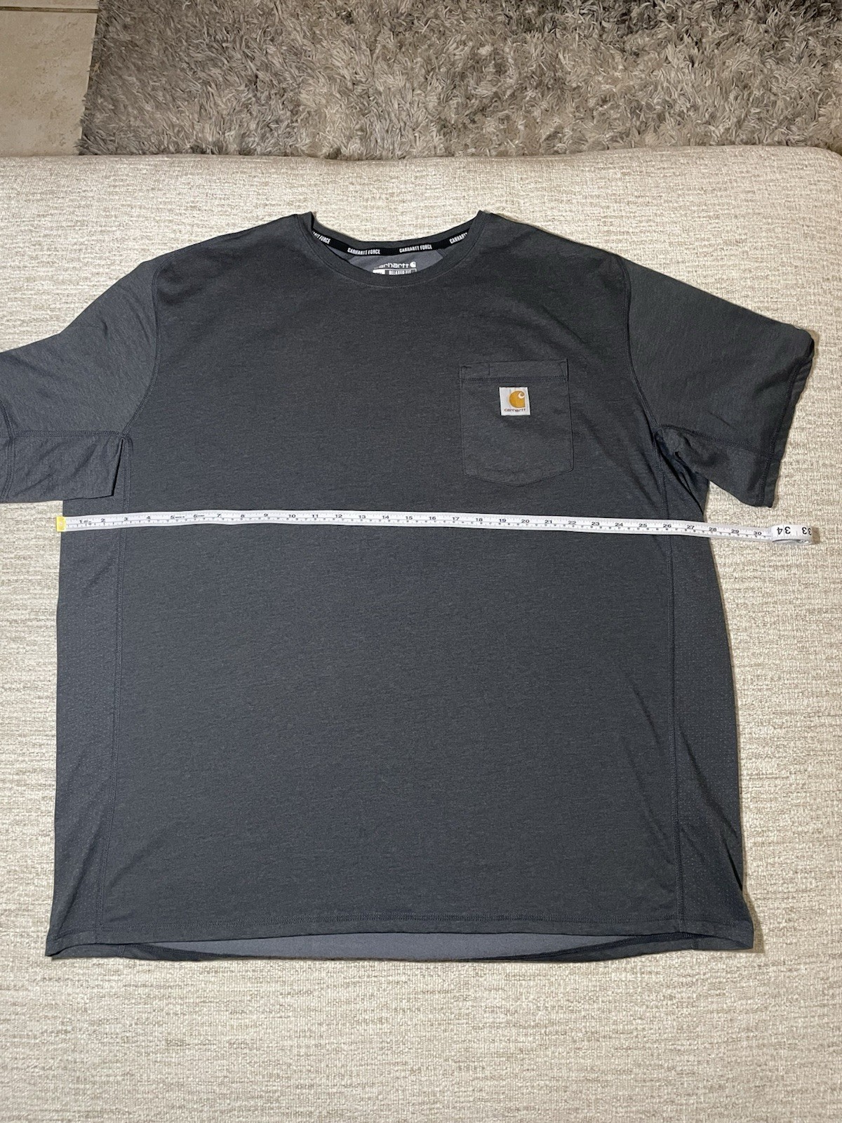 Carhartt Force T-Shirt Men’s 2XL Gray Relaxed Fit Pocket Tee Durable Performance