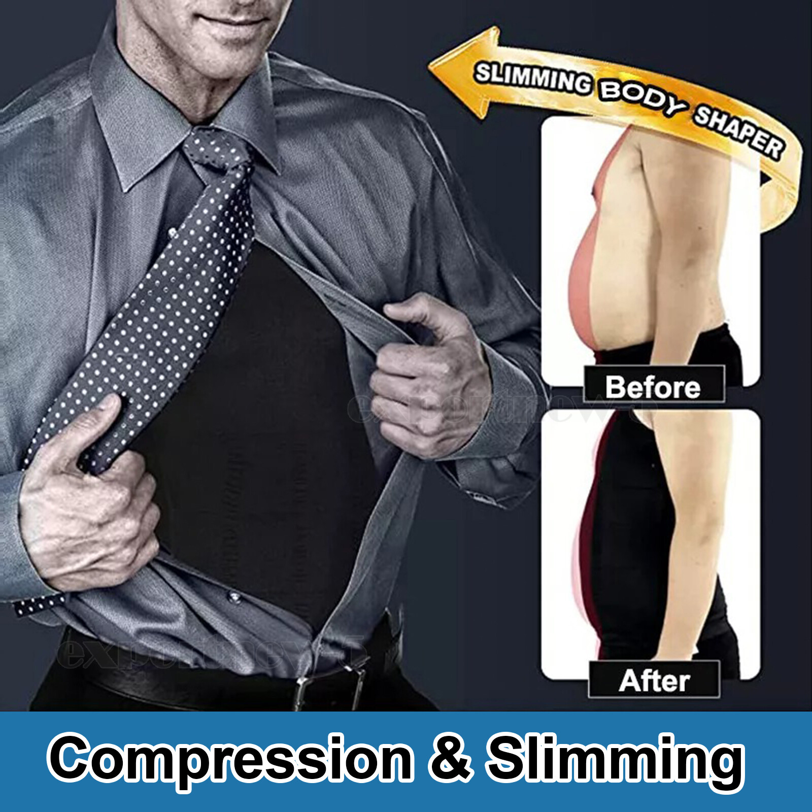 Men Slimming Body Shaper Compression Gynecomastia T-shirt Posture Corrector Vest