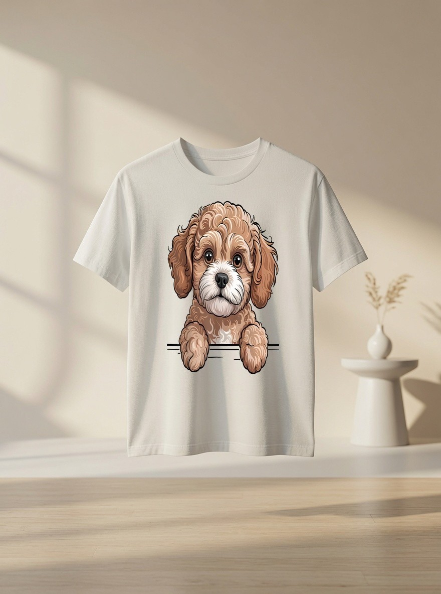 Cavapoo Cute Peeking Cavoodle Dog Lover Dog Lover Graphic Tee Gift