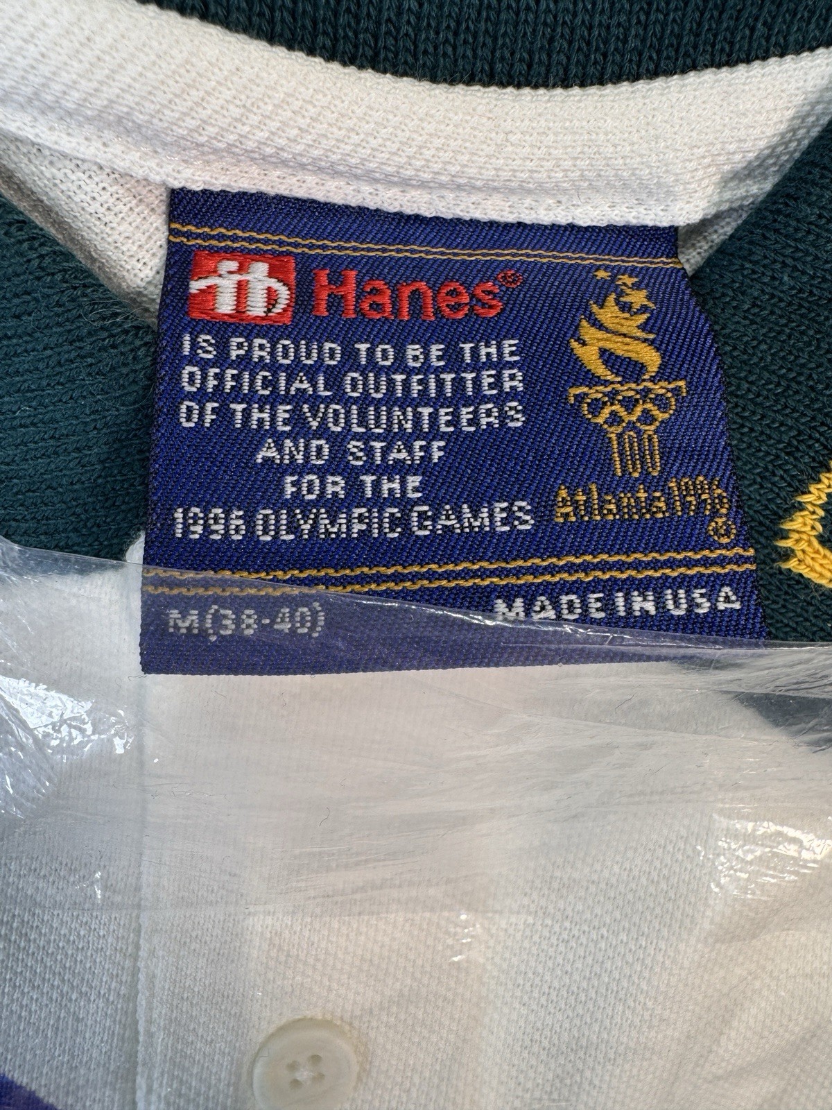 1996 Atlanta Olympics Polo Collared Shirt Vintage Size Medium Hanes Made In USA