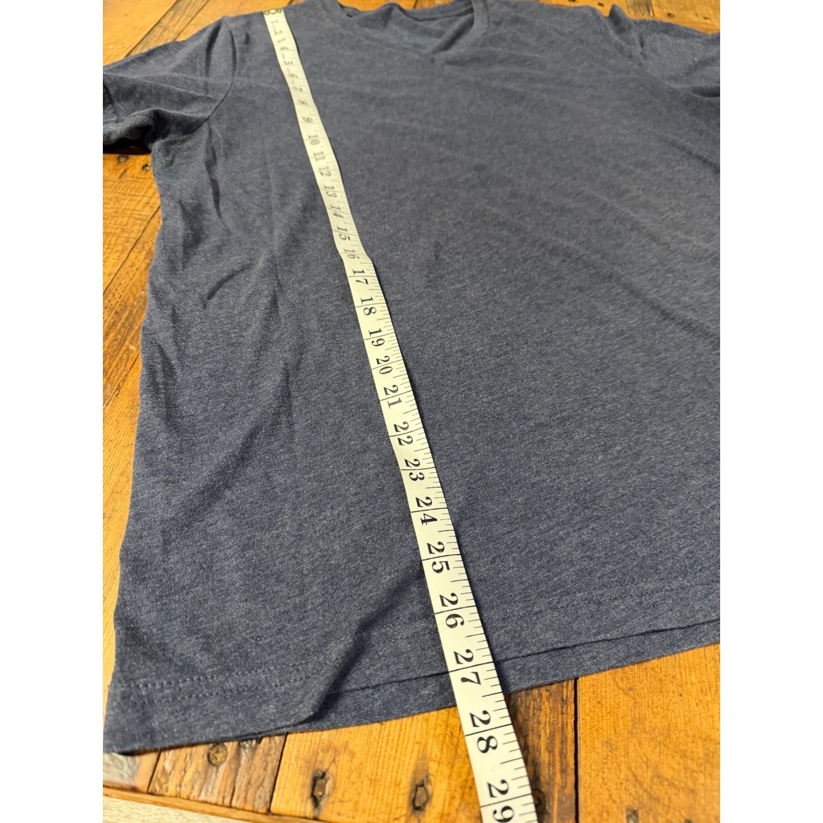 V Neck T Shirt Mens Large Blue Heathered Stretch Minimalist Preppy Neutral