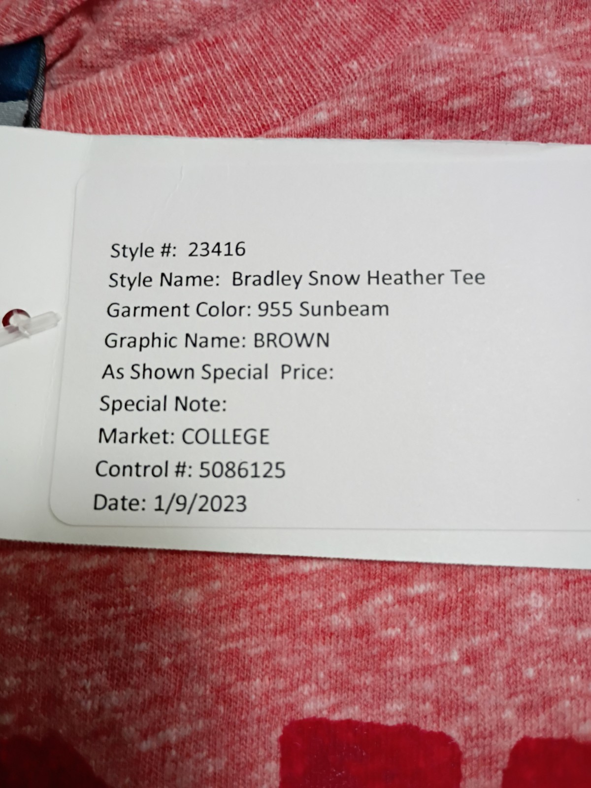 MV SPORT Men Brown University 1764 T-Shirt Heather Red L NWT