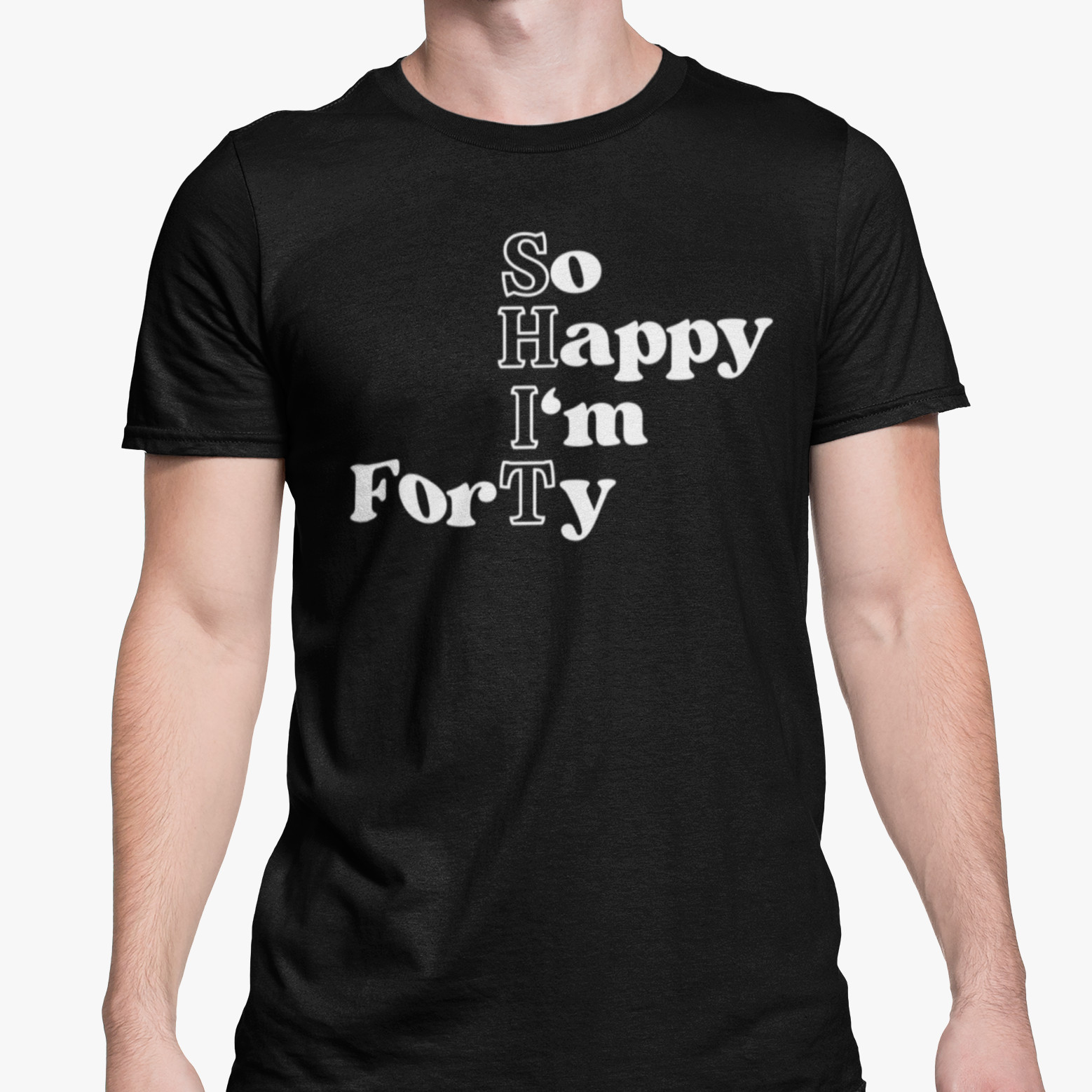 40th Birthday T Shirt Funny So Happy I’m Forty Adult Gift Joke Humour Present