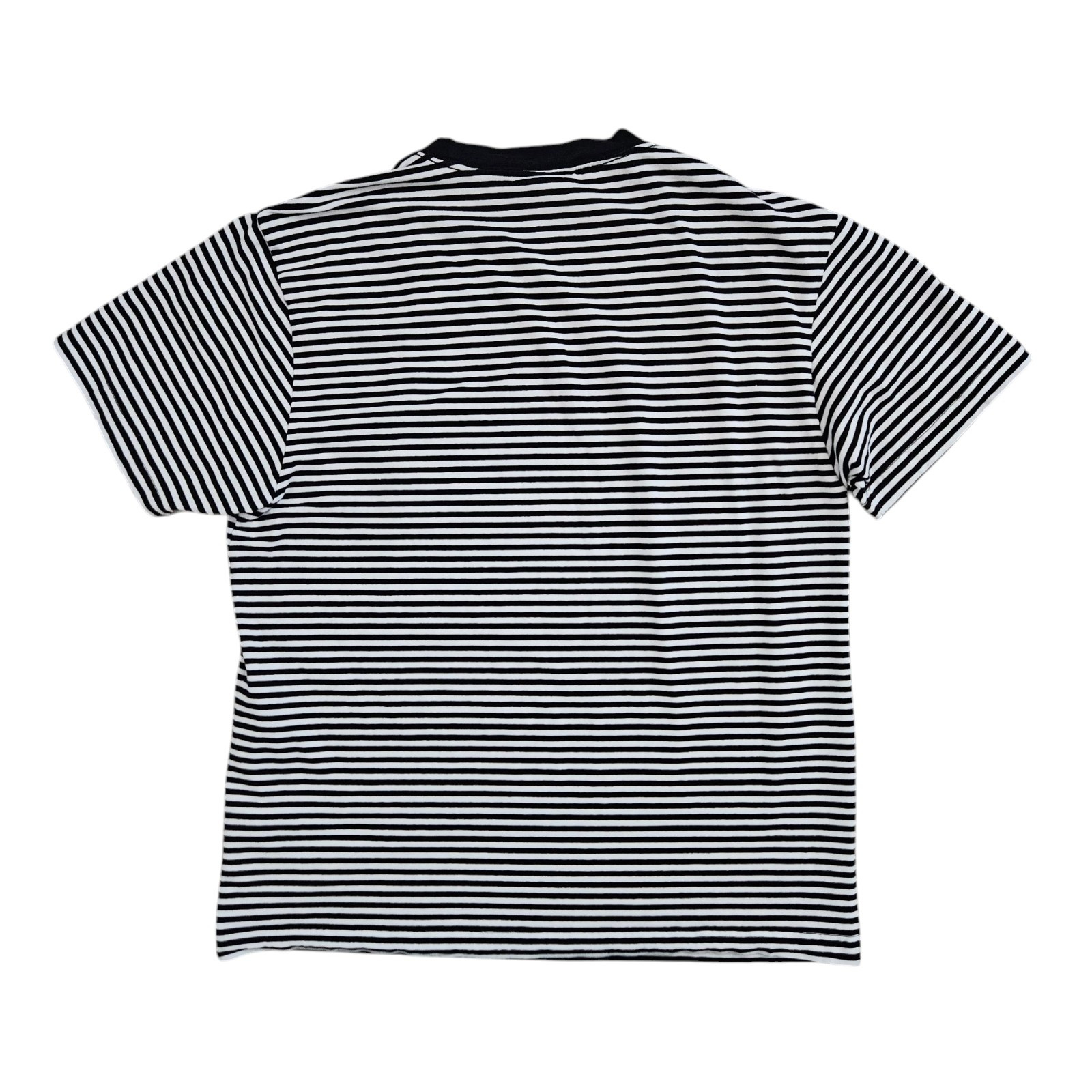 Teddy Fresh T-Shirt Mens Large Striped Short Sleeve Tee Black White Bear Button