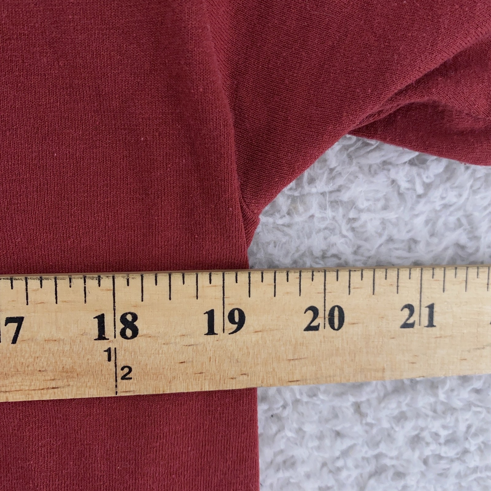 Vintage Blank Fruit Of The Loom Red Pocket Shirt Mens Medium Tee Cotton Poly