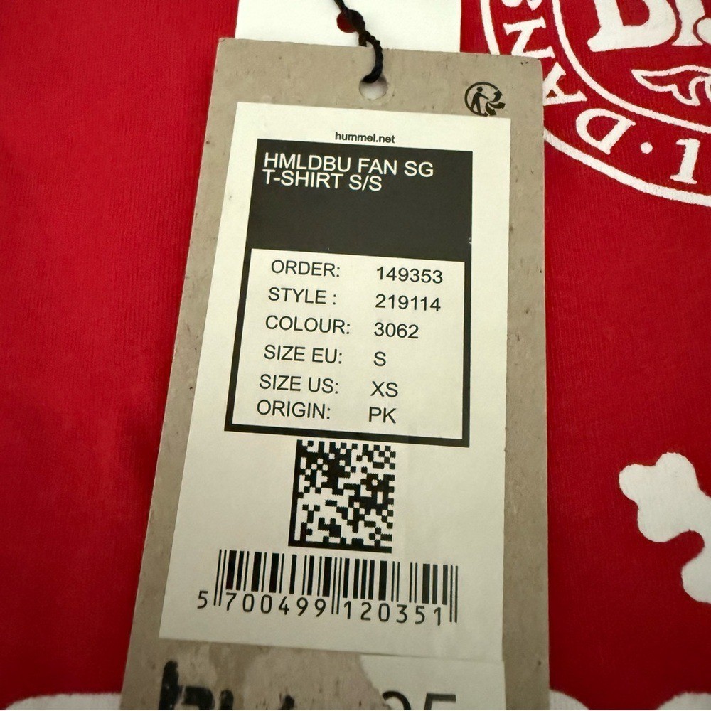 Hummel Denmark DBU Carlsberg Soccer Fan T-Shirt Red Mens XS NWT