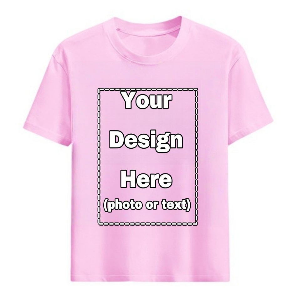 Print Your Photo Text Logo Custom DIY Cotton Tee Personalized Unisex Soft Top