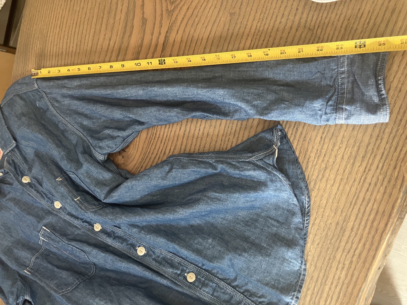 UES Railway Indigo Work Chambray Shirt Long Sleeve Size L Good Condition