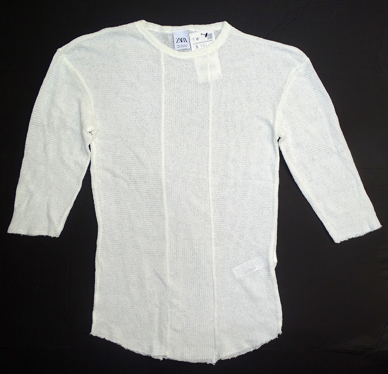 ZARA 3/4 Mid Sleeve GAUZE KNIT Fabric LIGHTWEIGHT SWEATER Sweatshirt Shirt / S