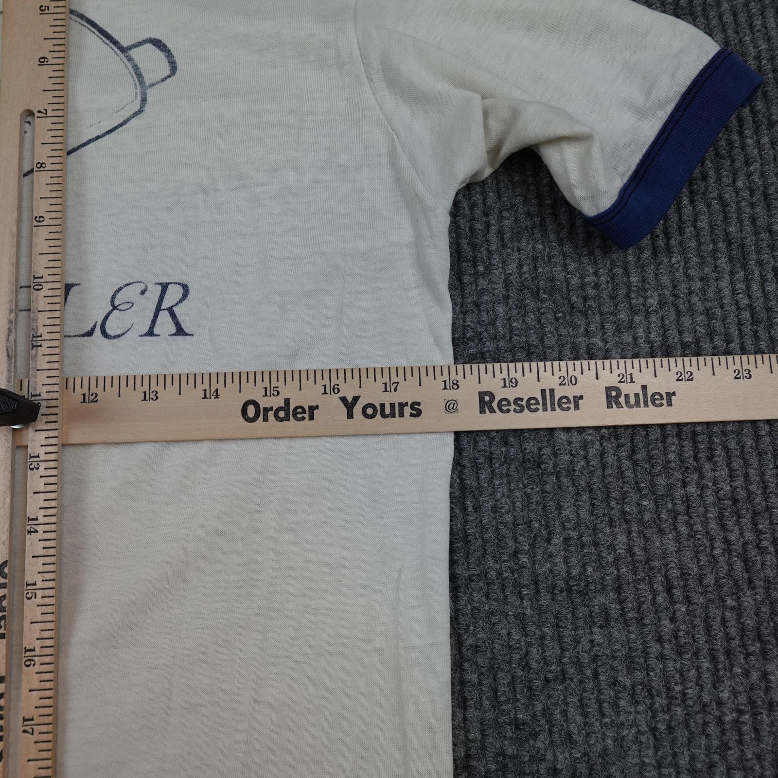 Vintage Paper Thin Novato Muffler Shirt Mens Large White Ringer No Muff Too Tuff