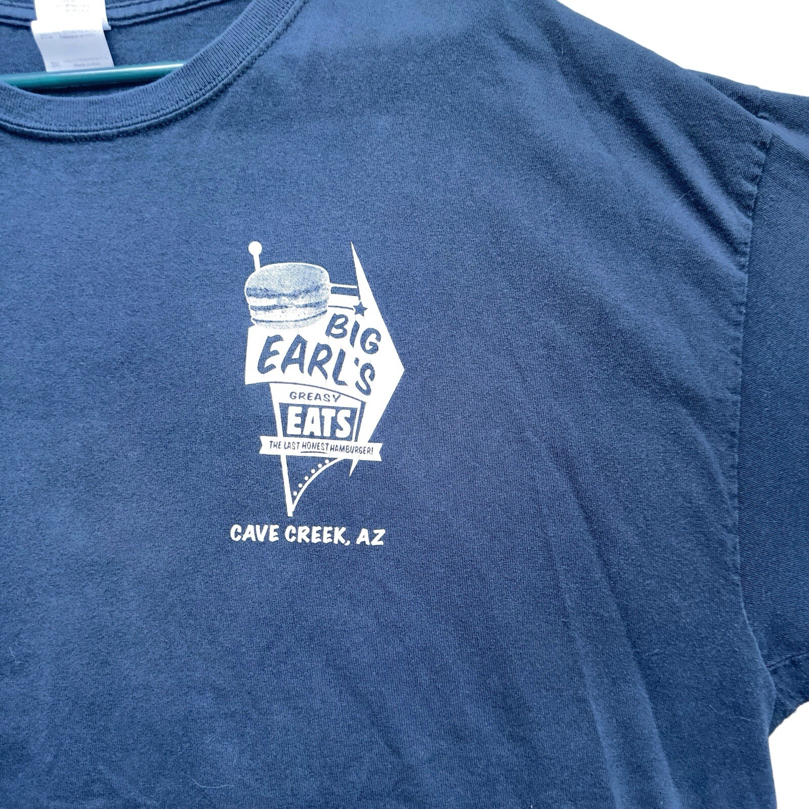 Vintage Big Earls Greasy Eats T Shirt 3XL Cave Creek AZ Diner Biker Garage Tee