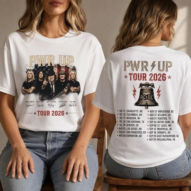 AC DC PWR UP Tour 2026 Front Back T-shirt