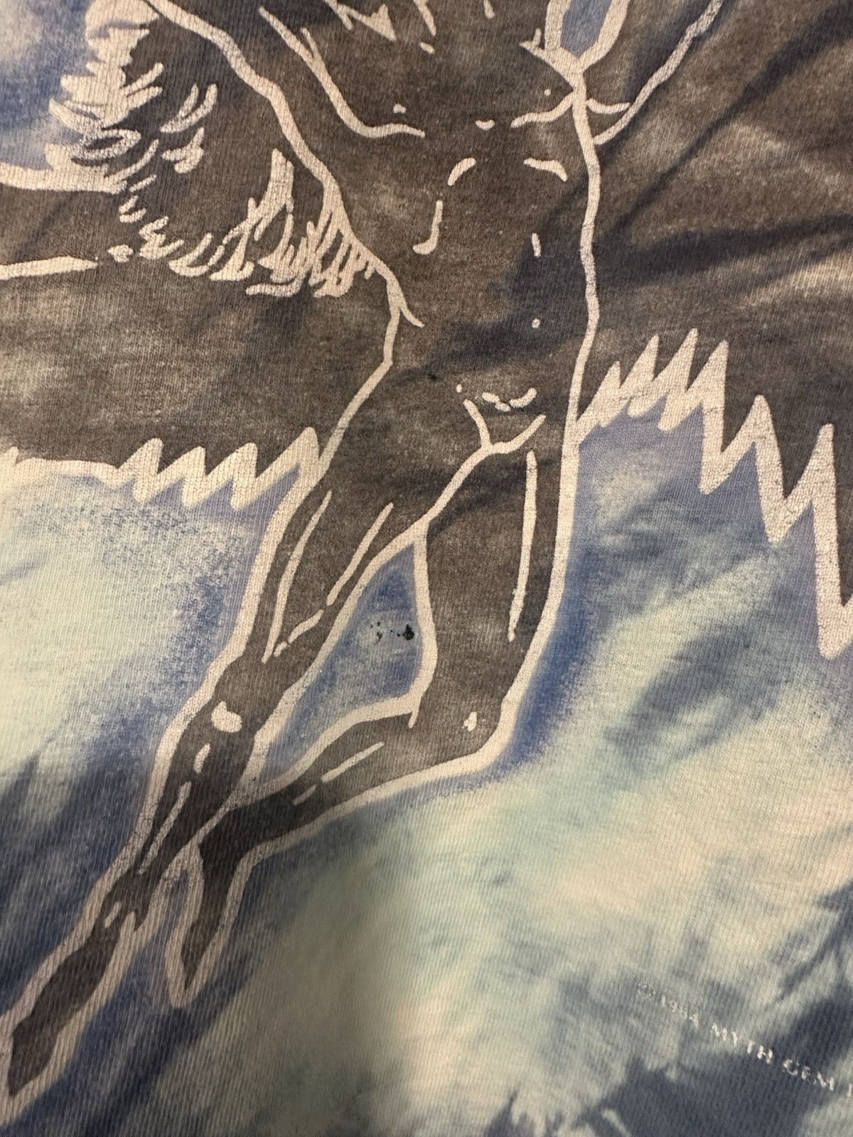 RARE Vintage 80s Led Zeppelin Icarus 1984 USA Tie Dye Blue Tee Shirt Men’s XL