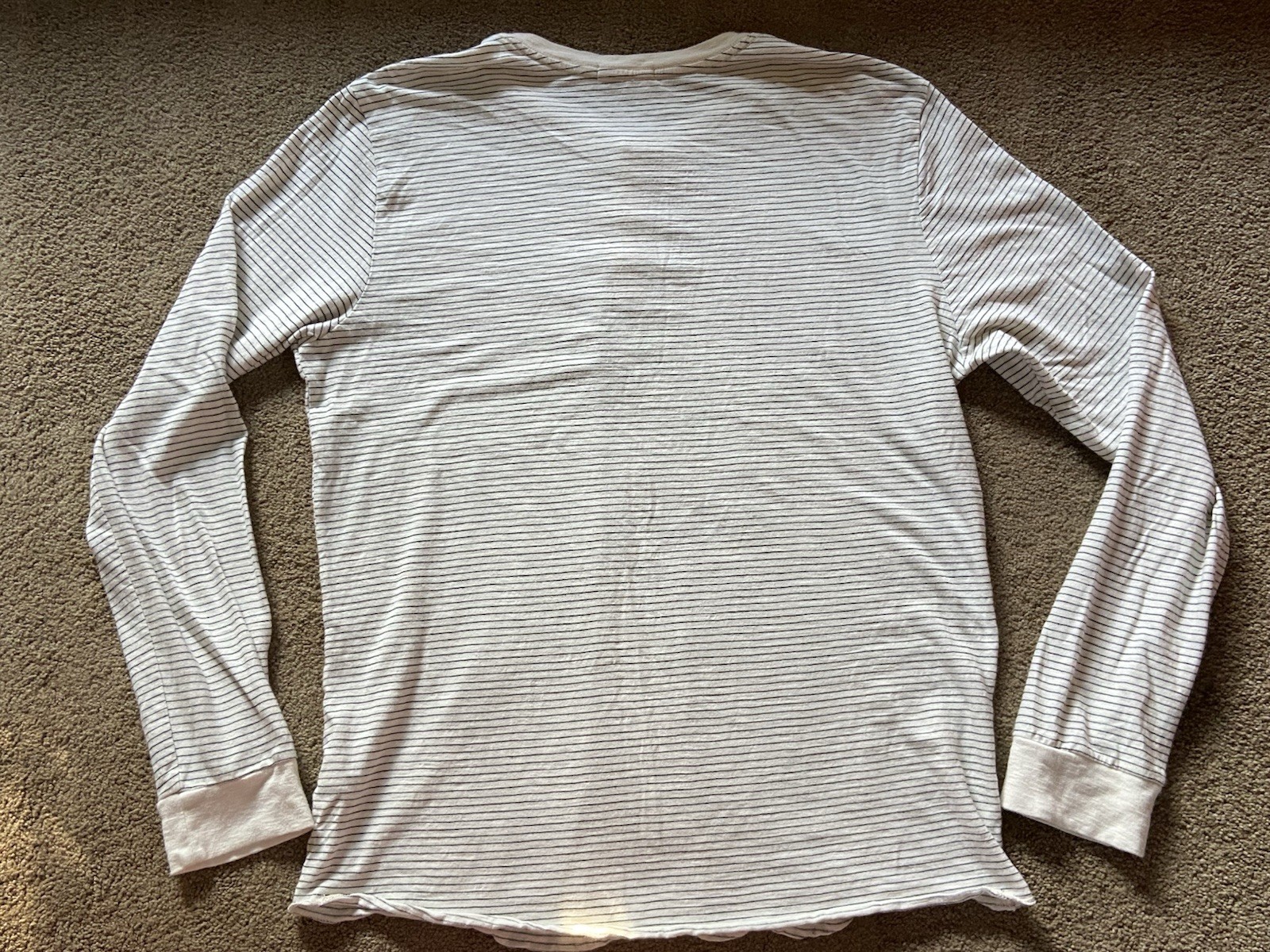 Men’s Marine Layer Long Sleeve Henley Shirt M/L White Striped Cotton Blend