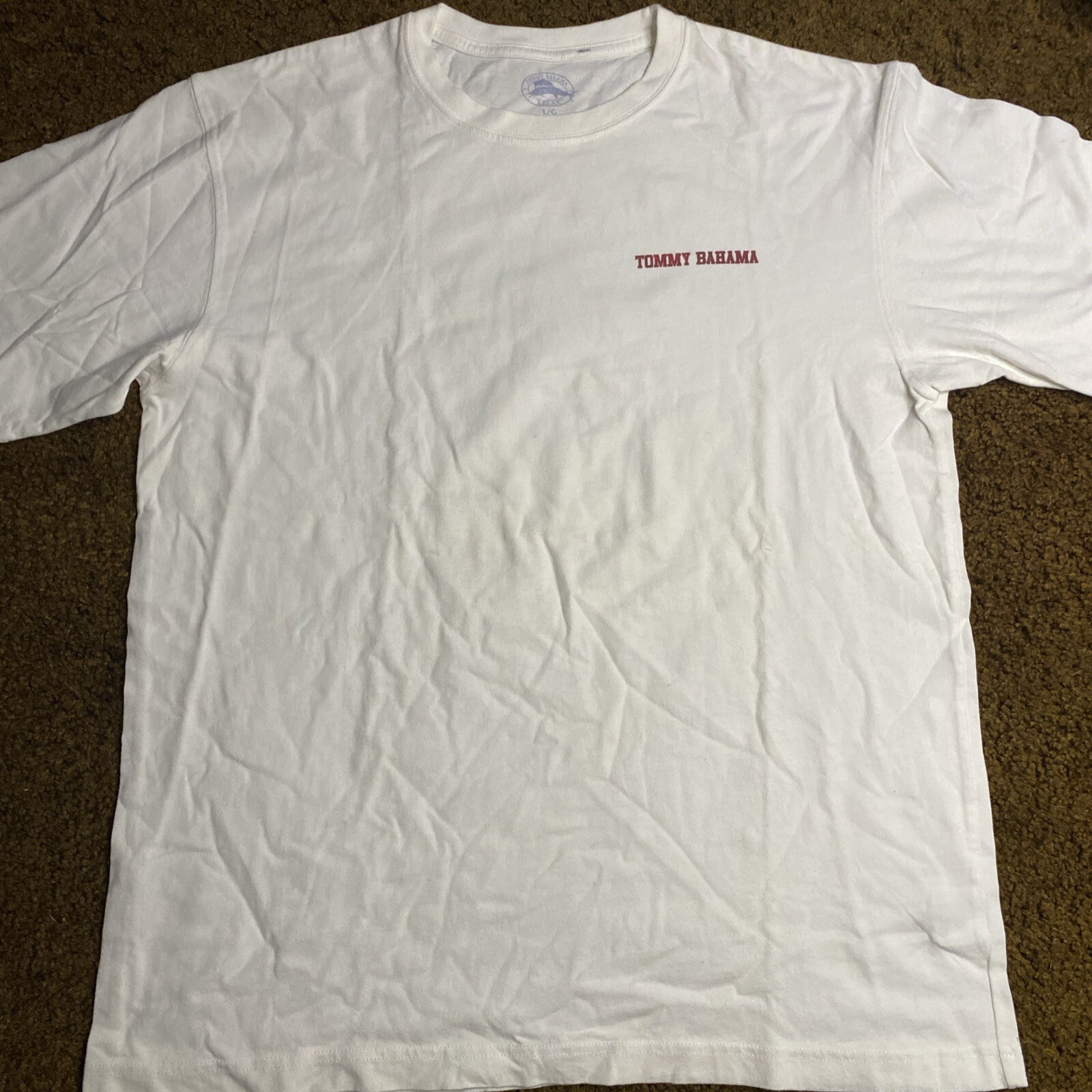 TOMMY BAHAMA T-Shirt Tees The Season Golf Santa Palm Trees Men’s XL White EUC