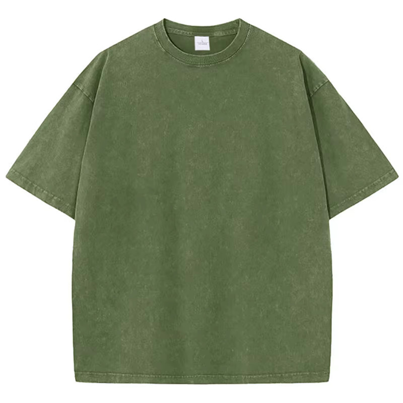Oversized washed Heavyweight 100% Cotton T-Shirt Vintage Wash Blank Tee S-XXL