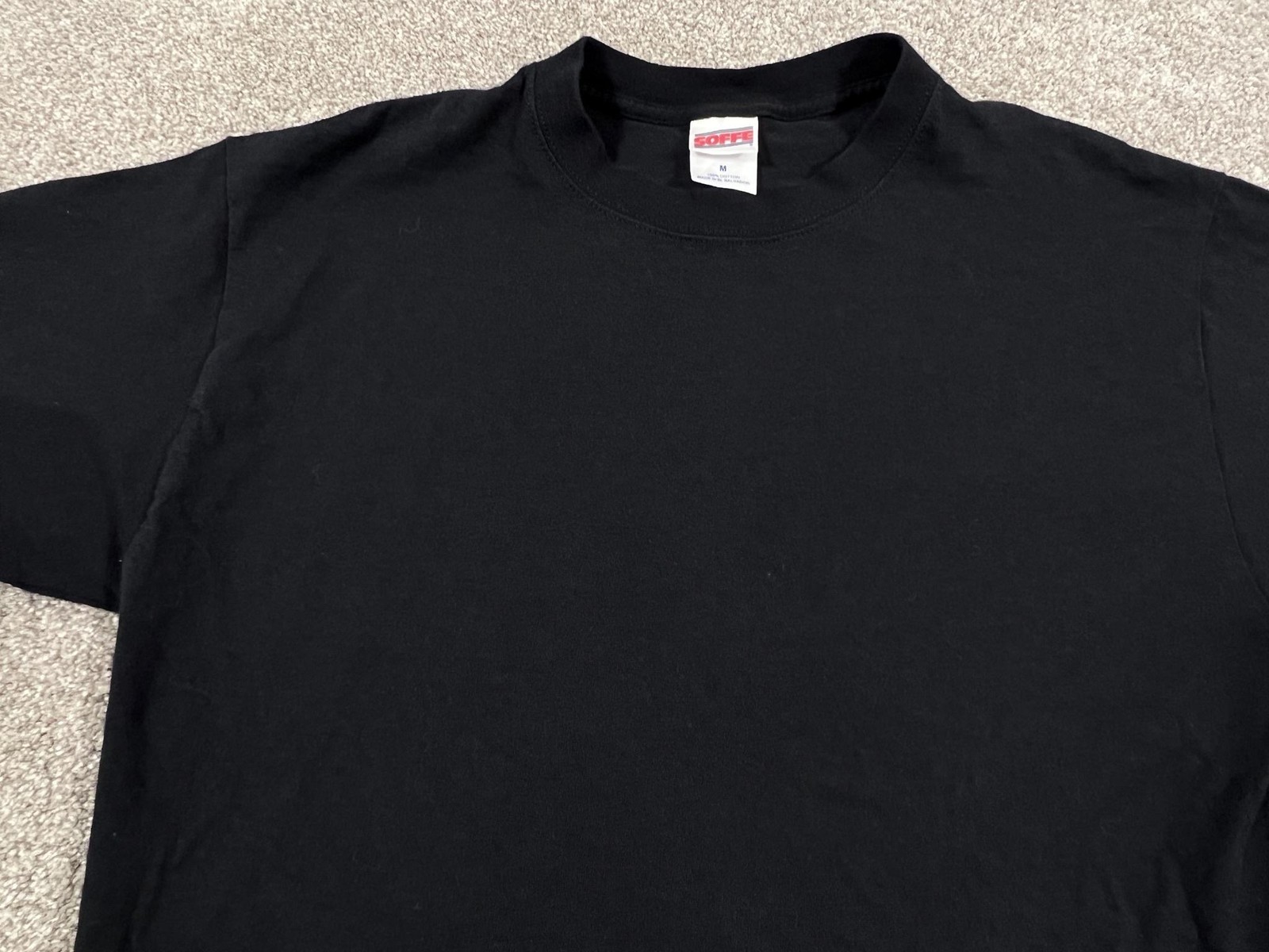 VINTAGE Soffe Shirt Mens Medium Black Blank 100% Cotton Basic Tee 90s