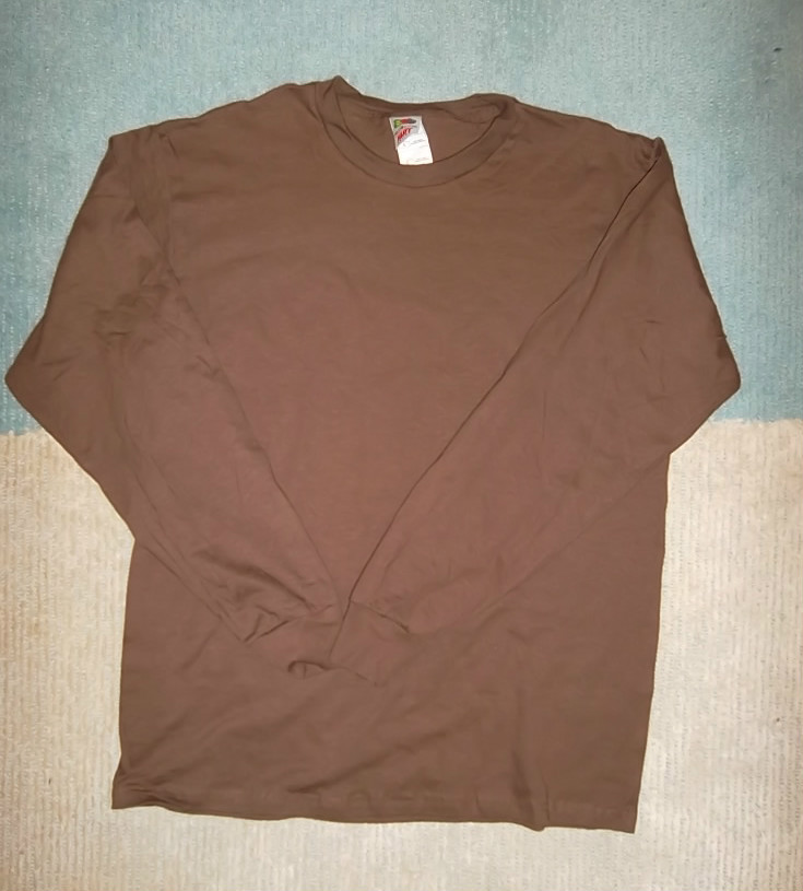 Mens Unisex shirt tshirt Brown Red long sleeve large NEW fruit of the loom