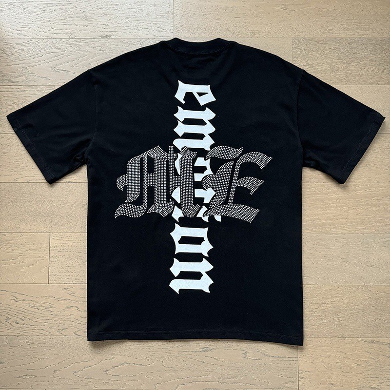 Mixed Emotion Vintage Beaded Letter Print Round Neck T-shirt