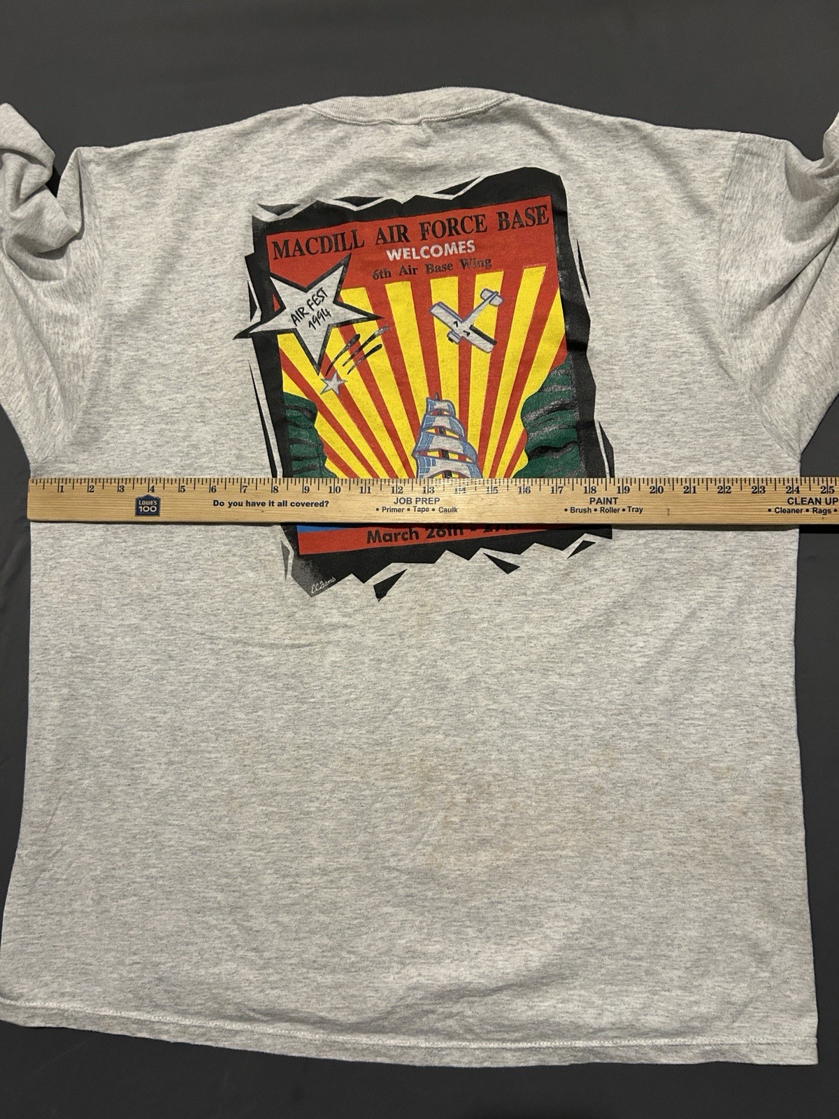 Vintage MacDill Air Force Base Shirt Mens XXL 2XL Grey Jerzees Air Fest 1994 AFB