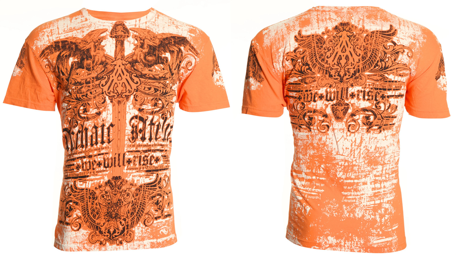 Archaic by Affliction Men’s T-Shirt Parallel Wings Cross Biker