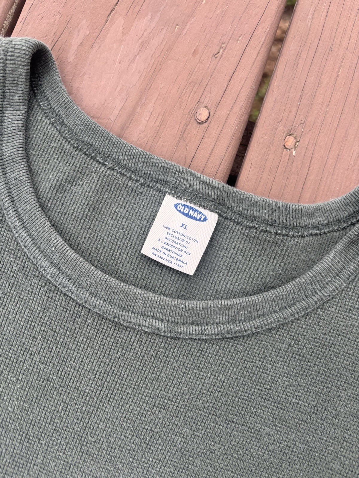 Old Navy Thermal Waffle Knit Long Sleeve T-Shirt Sage Green Mens XL Vintage