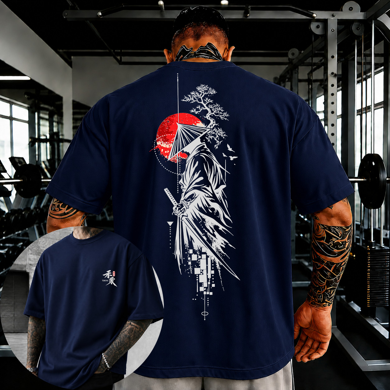 Men’s Japanese Ninja Anime Style Graphic Cotton T-Shirt Loose Fit Streetwear Tee
