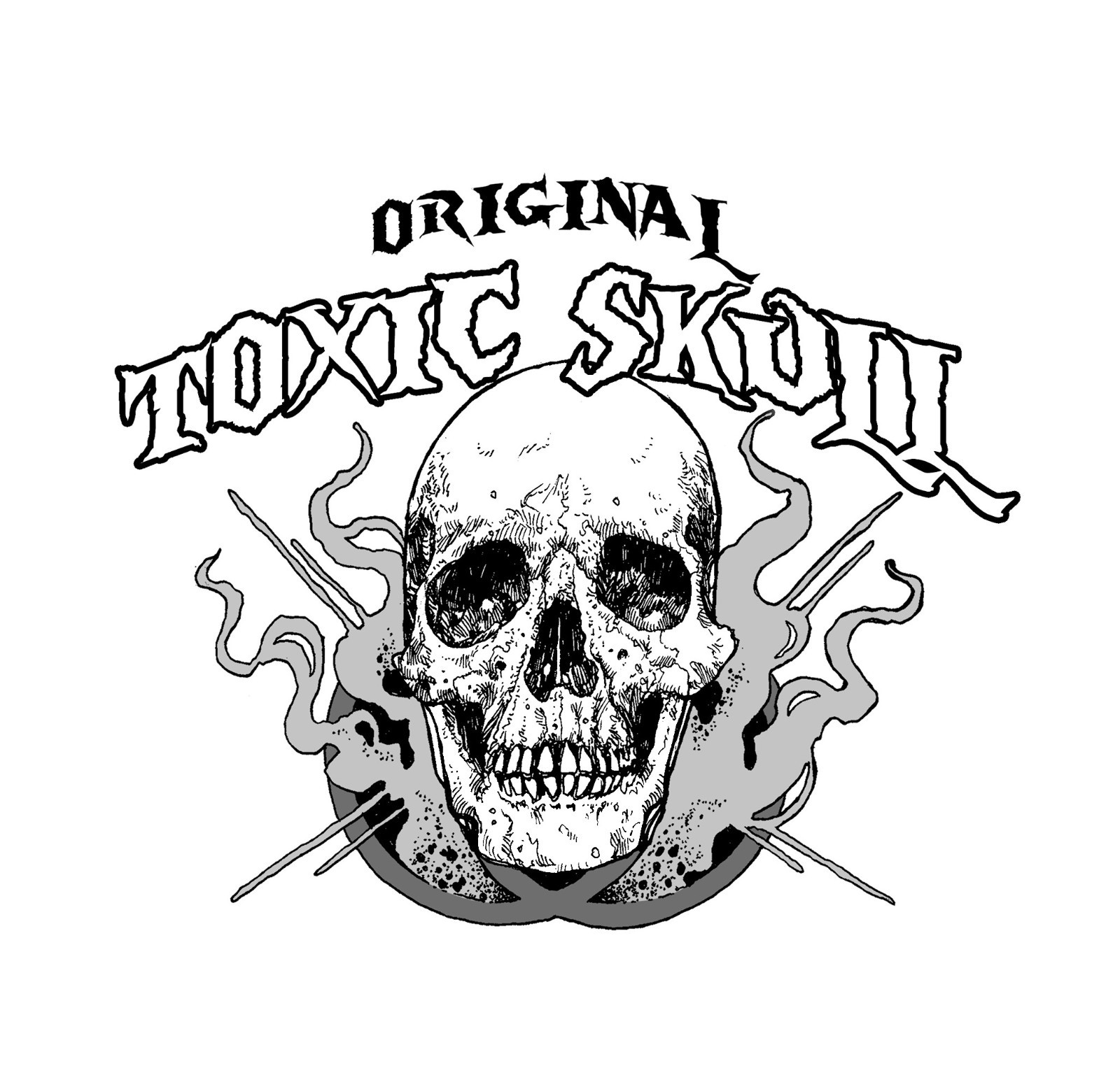 New Mens White Trendy T-Shirt “Original Toxic Skull” Streetwear S, M, L, XL, 2XL