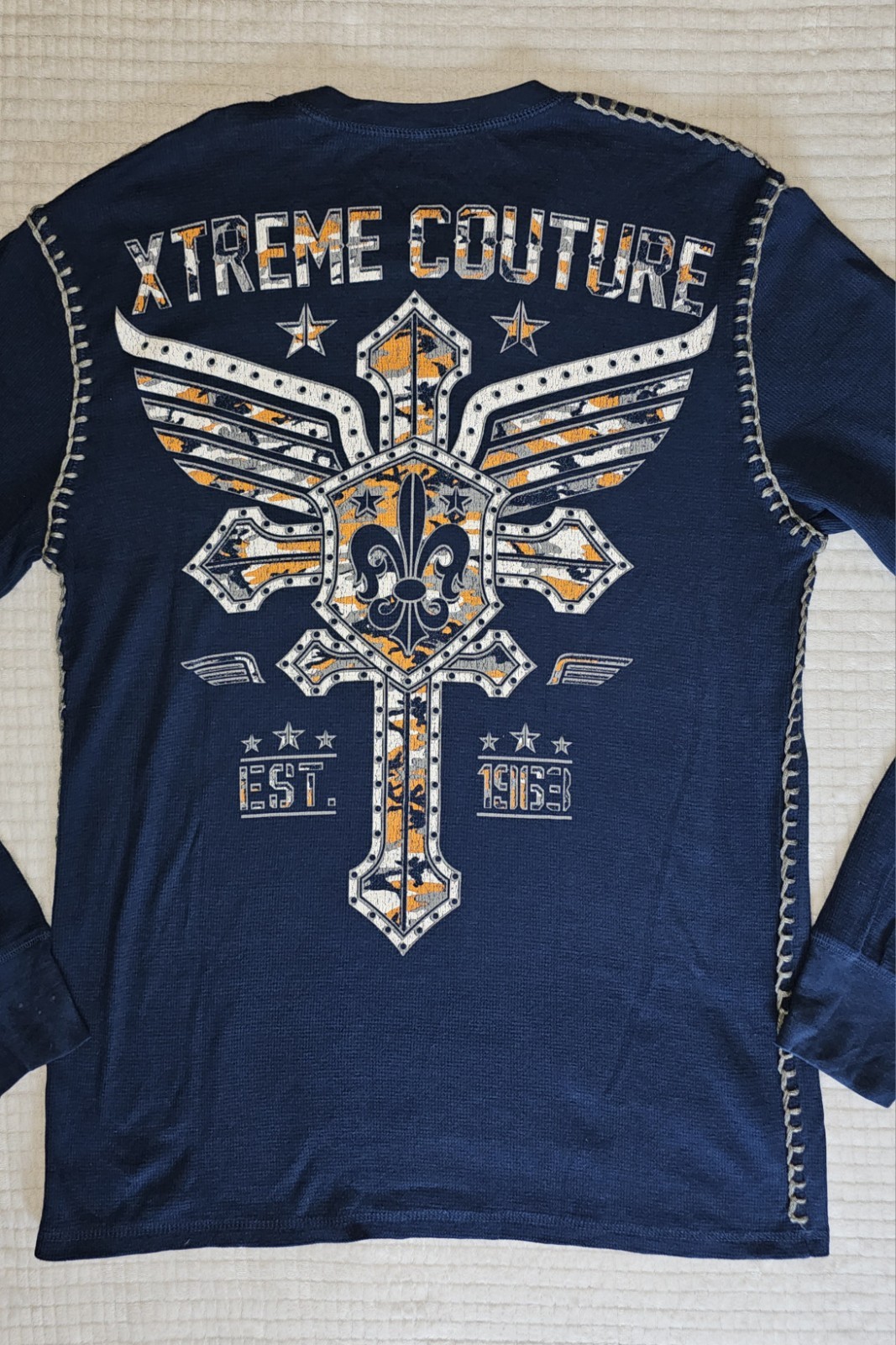 Xtreme Couture AFFLICTION Men’s Thermal SOLDIER OF FAITH Biker Wings XL